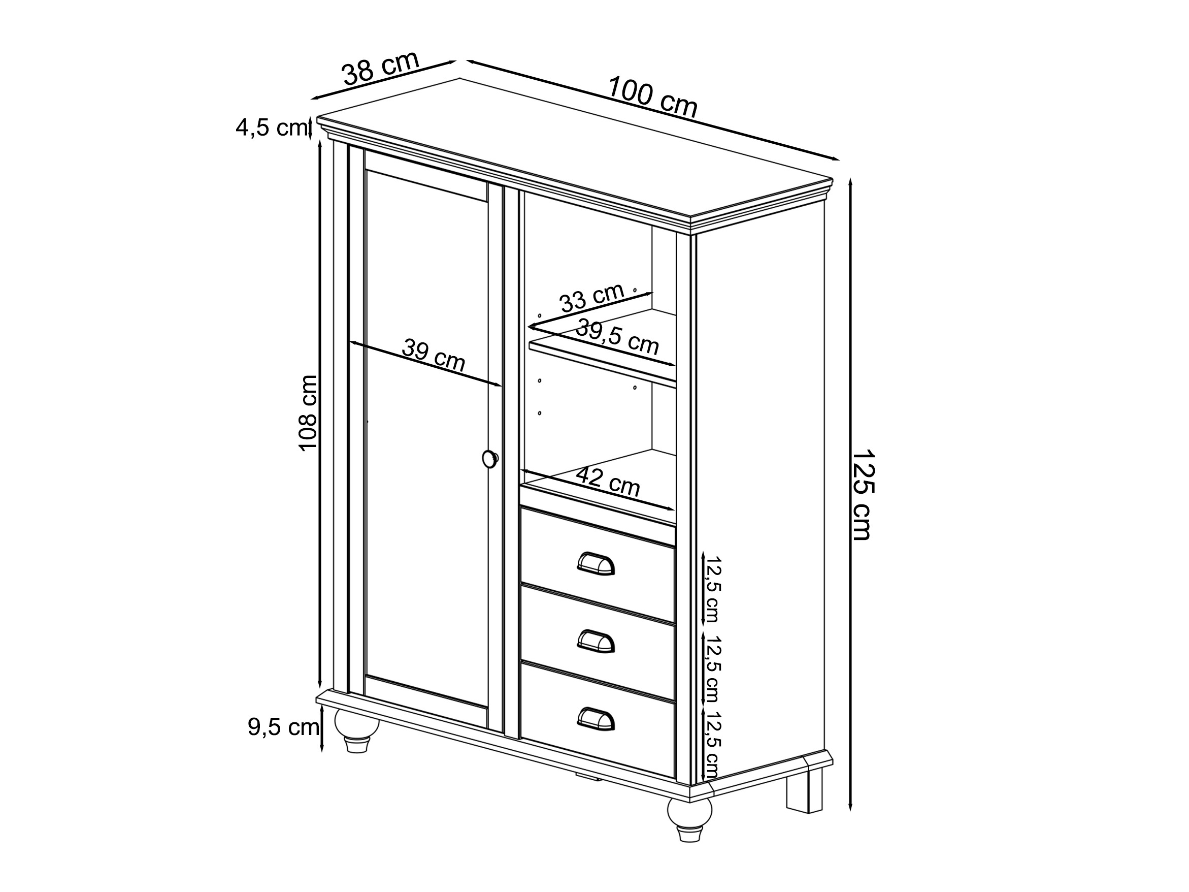 Kомод Tivmeri 103 (Белый + Коричневый)