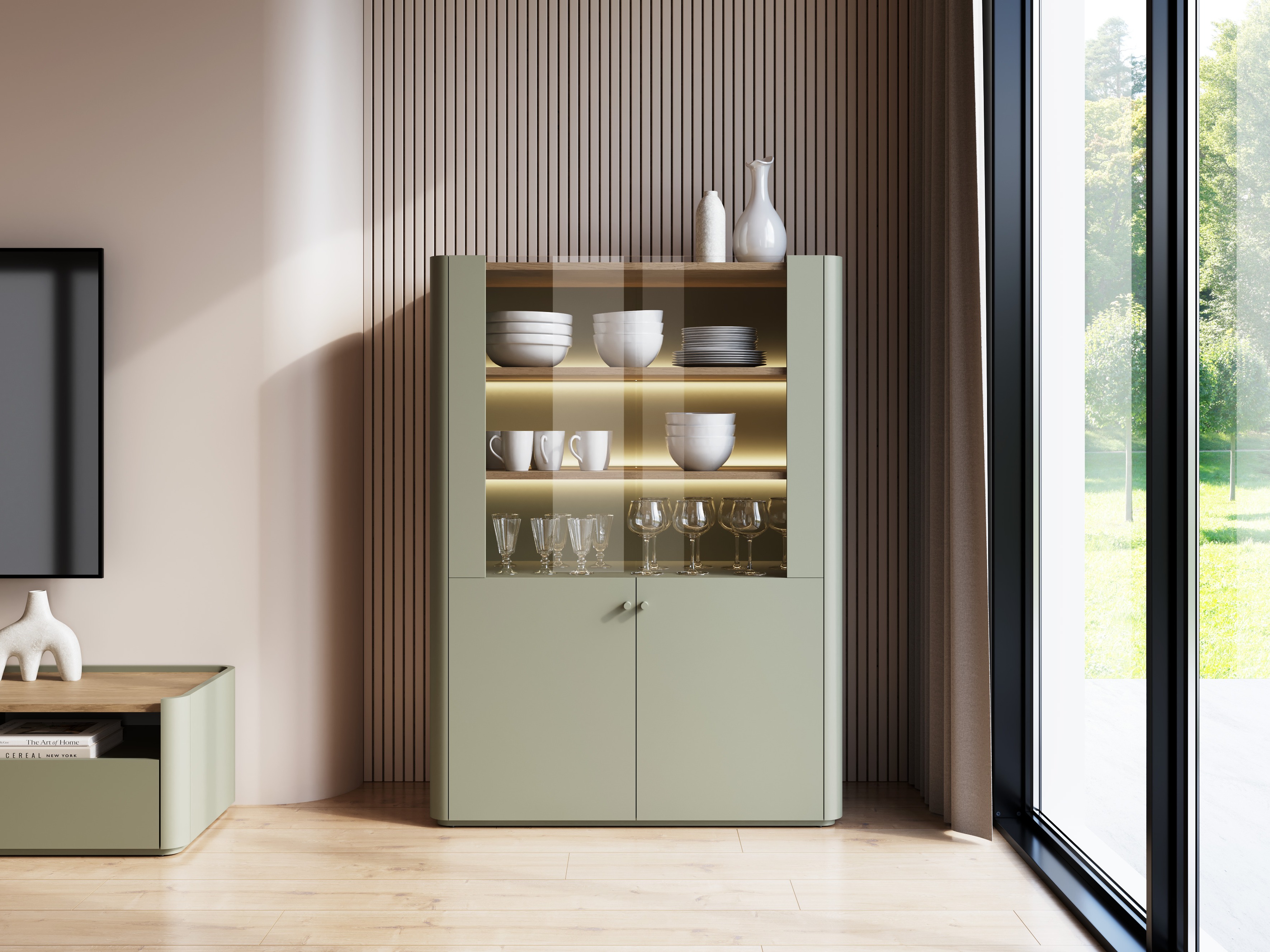 Plaukts Elbmira 101 (Putekļaini zaļa + Ozols)