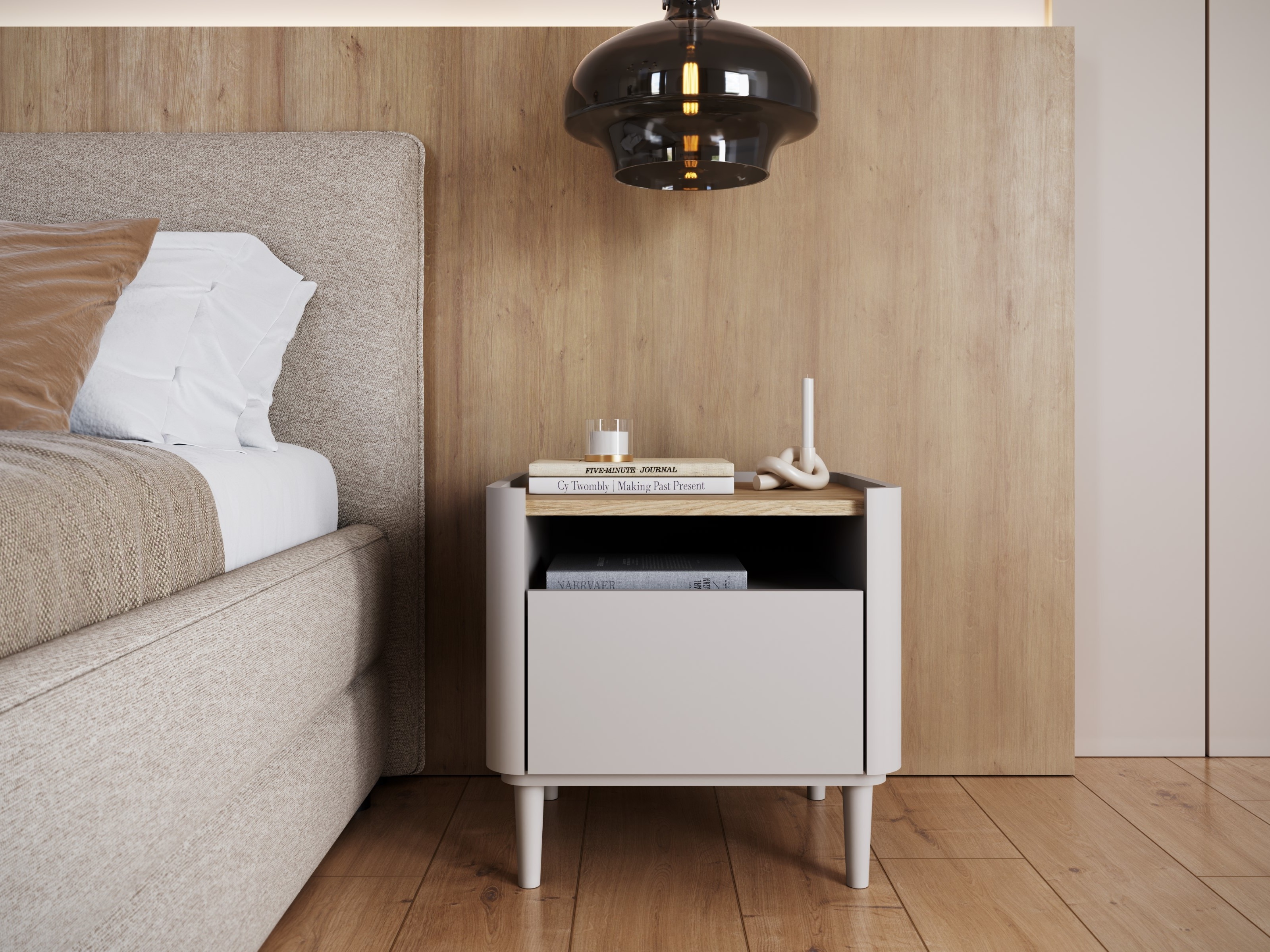 Прикроватная тумбочка Elbmira 100 (Кашемир + Дуб)