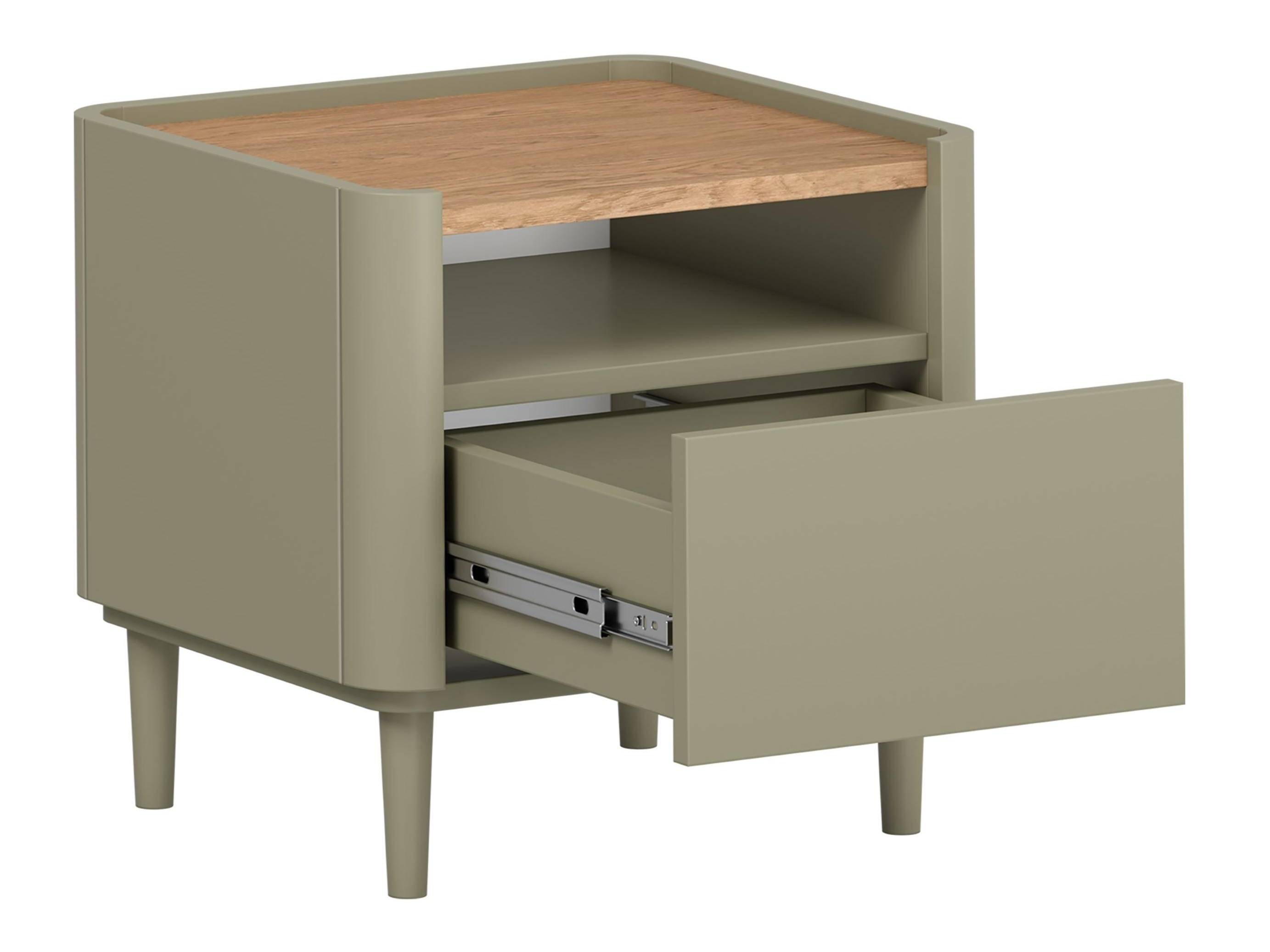 Прикроватная тумбочка Elbmira 100 (Пыльно-зеленый + Дуб)