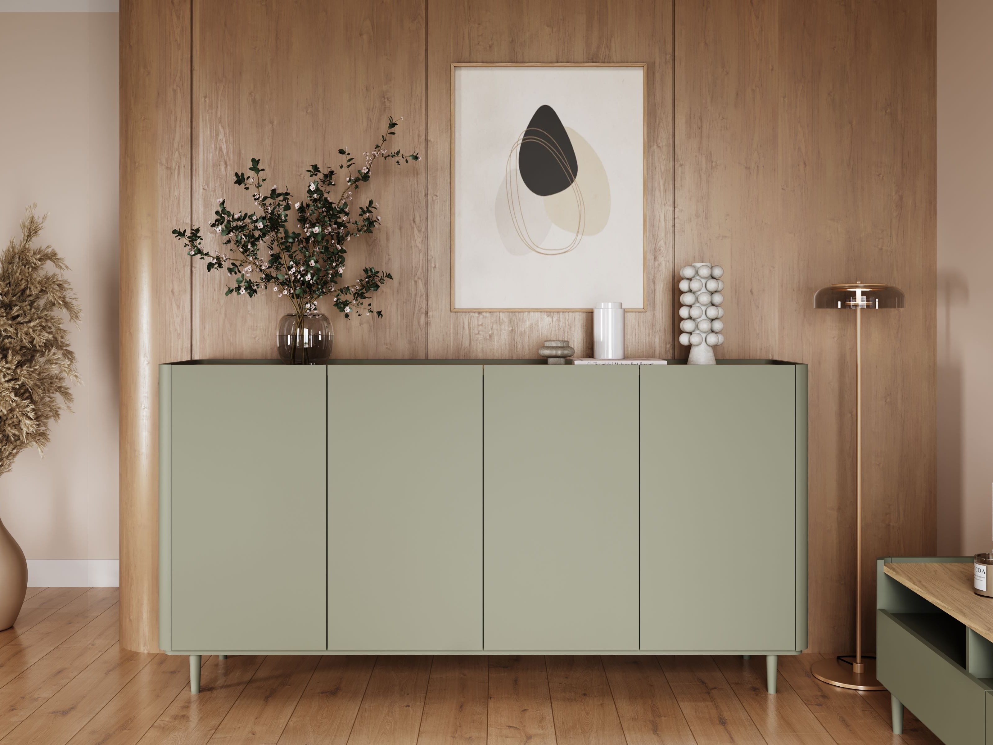 Skapis Elbmira 102 (Putekļaini zaļa + Ozols)