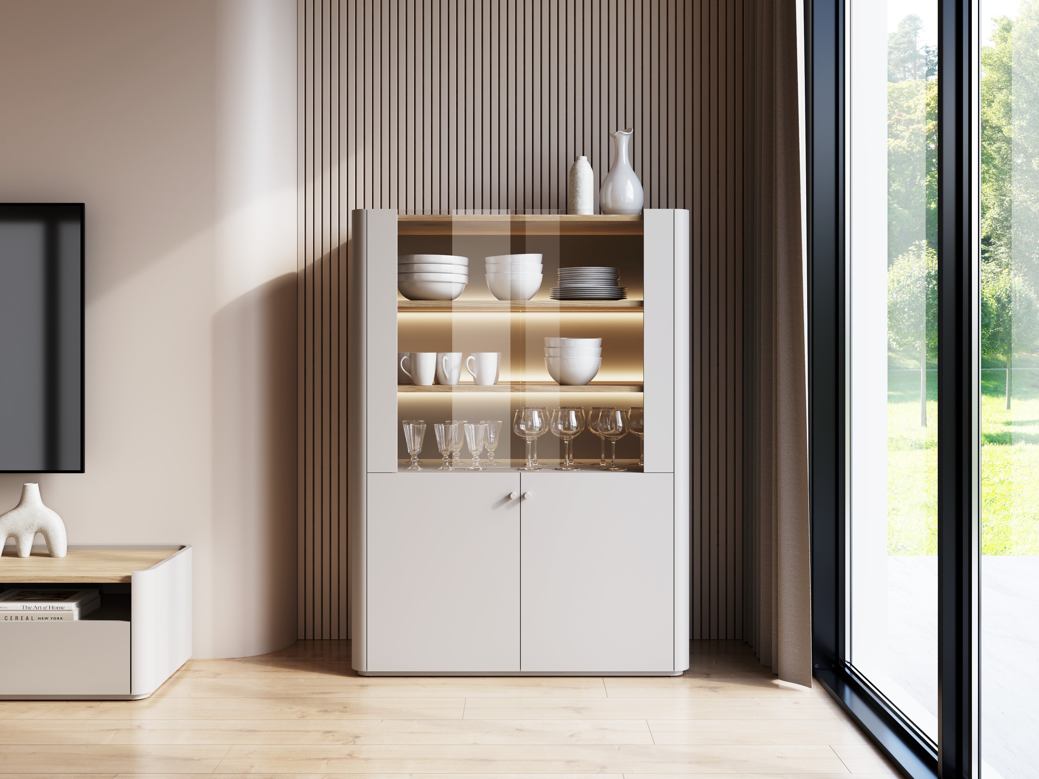 Стеллаж Elbmira 101 (Кашемир + Дуб)