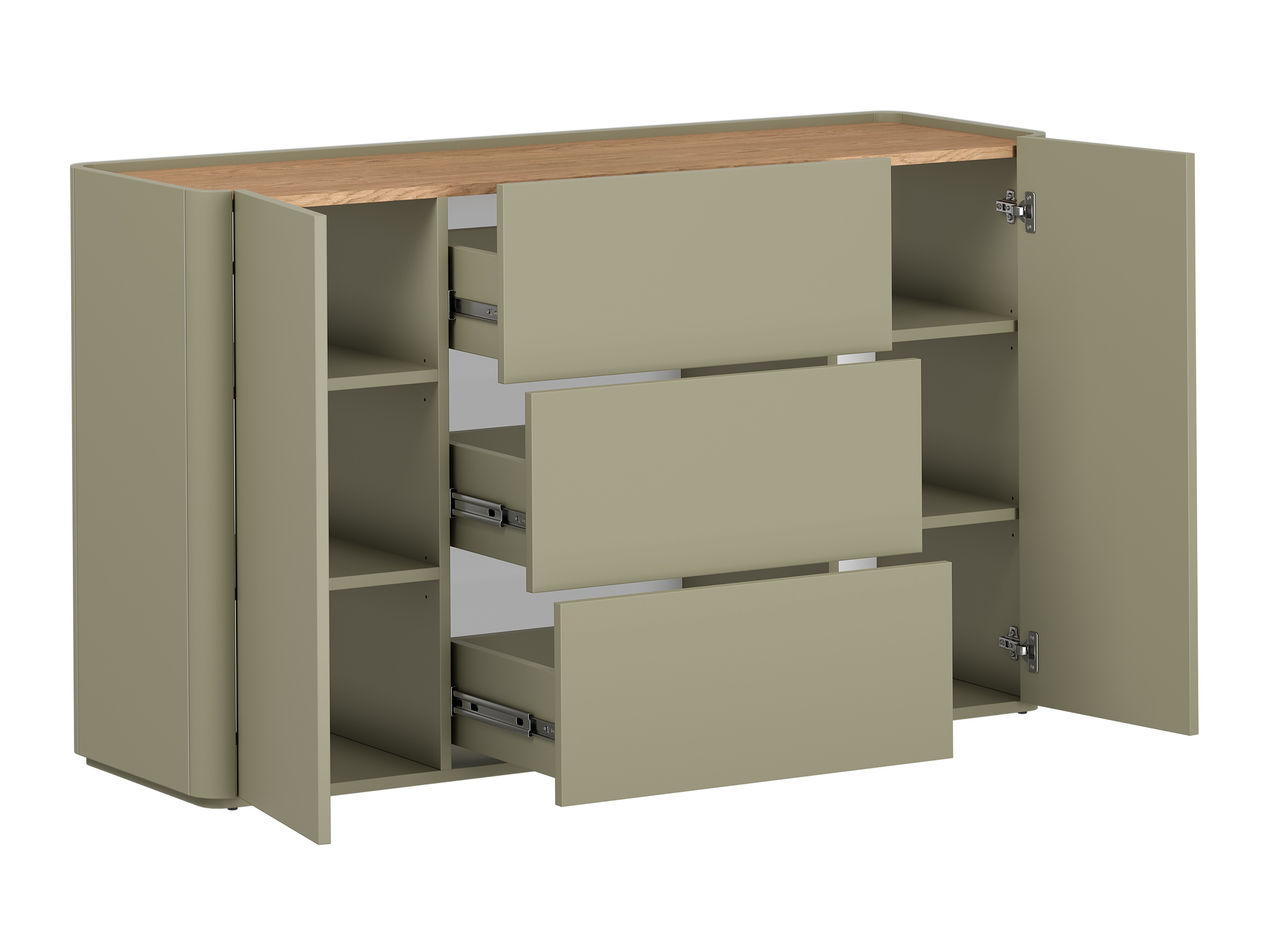 Kumode Elbmira 104 (Putekļaini zaļa + Ozols)