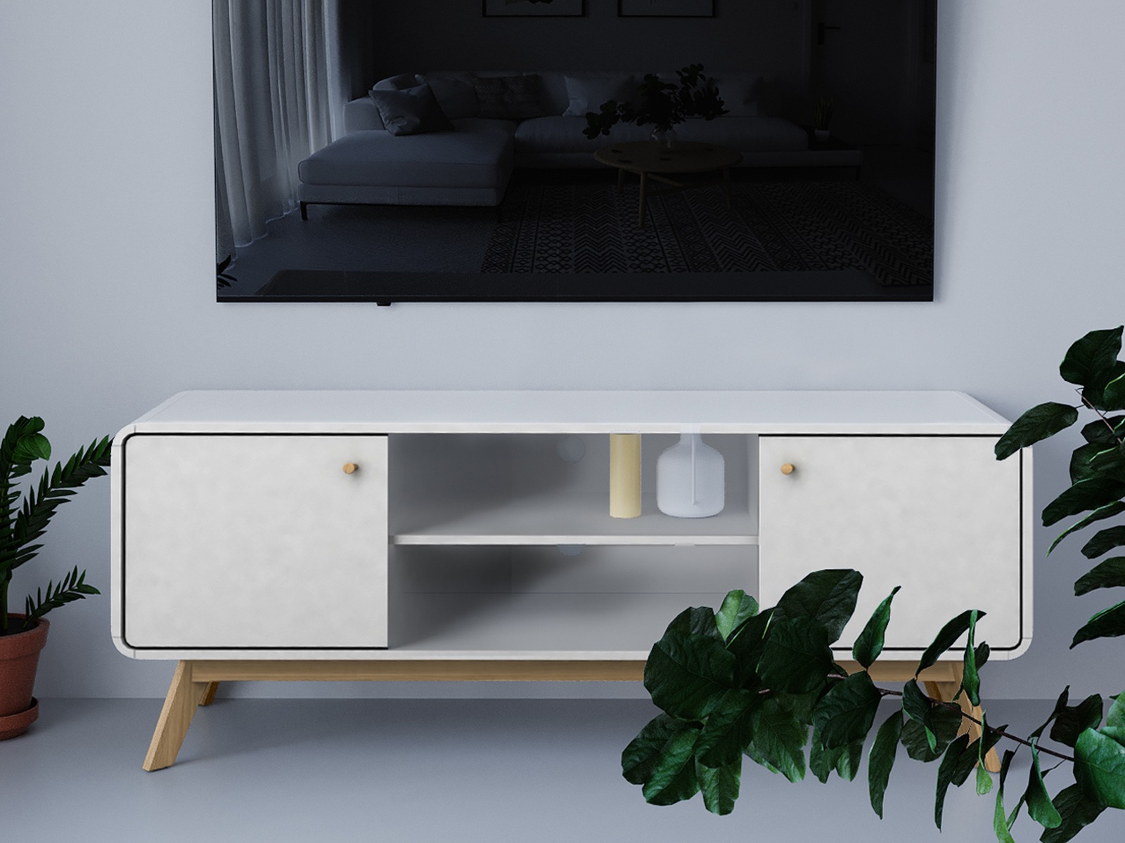 TV galds Elbtena 107 (Balts + Ozols)