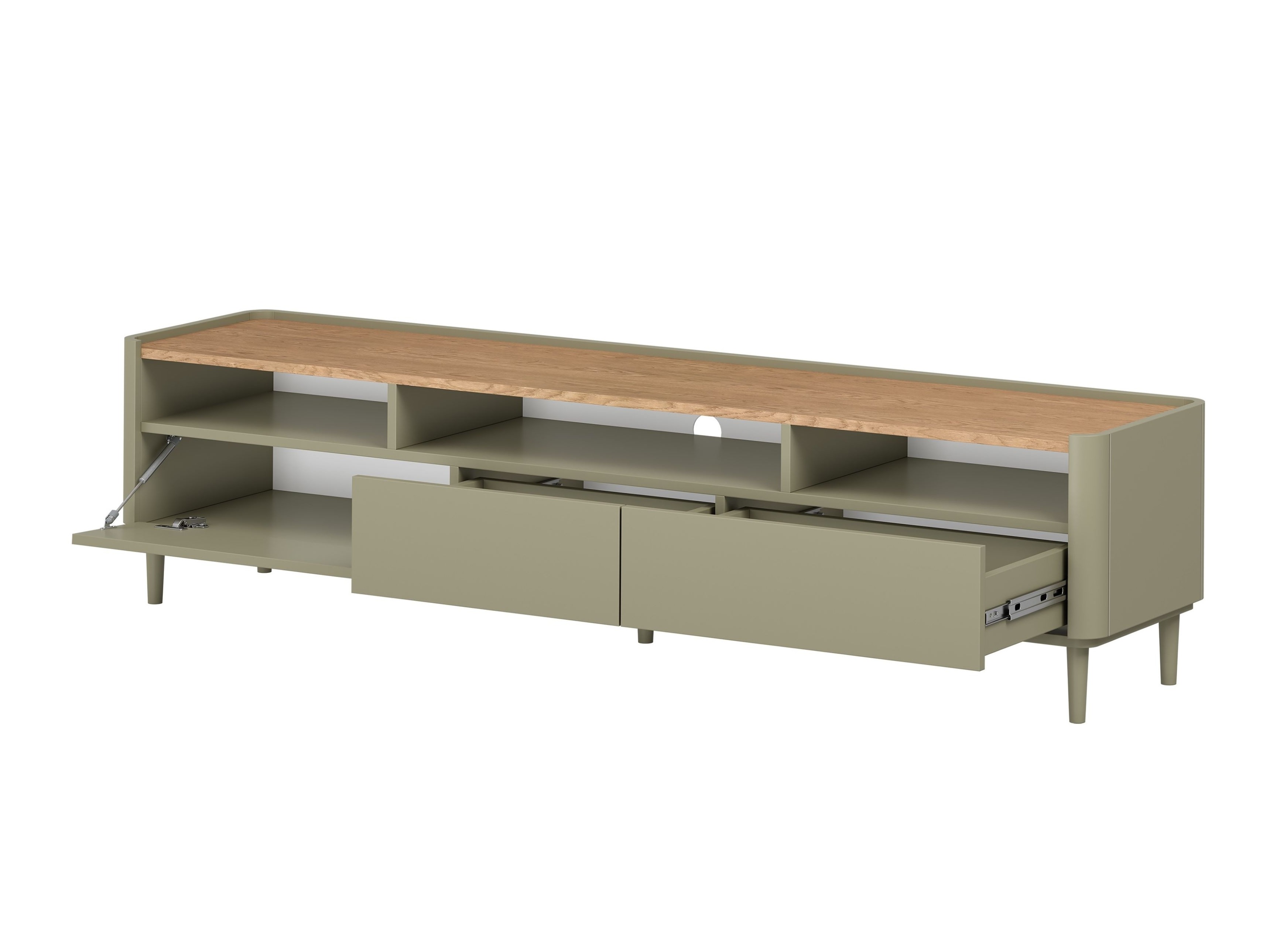 ТВ тумба Elbmira 106 (Пыльно-зеленый + Дуб)