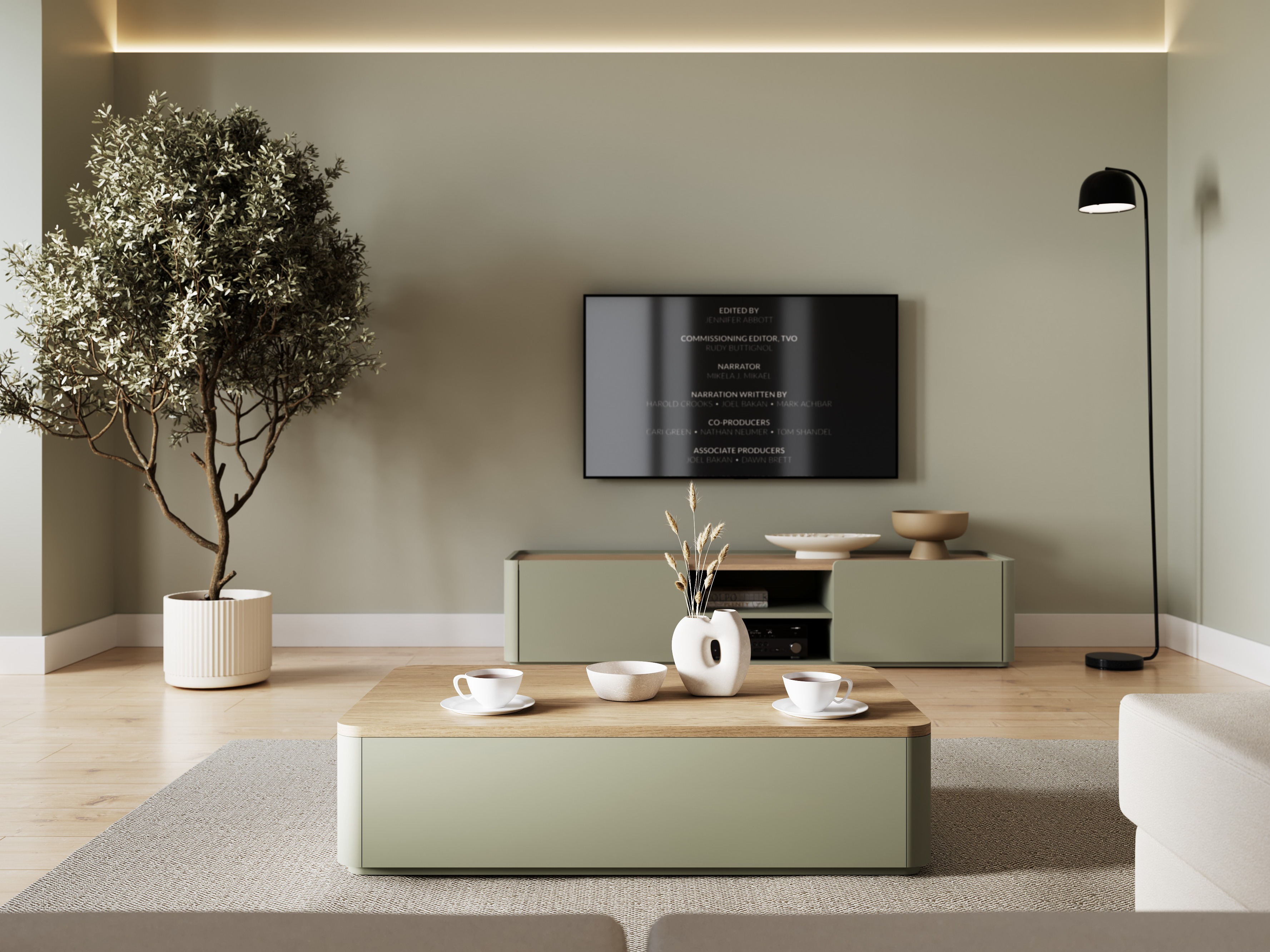 Журнальный столик Elbmira 103 (Пыльно-зеленый + Дуб)