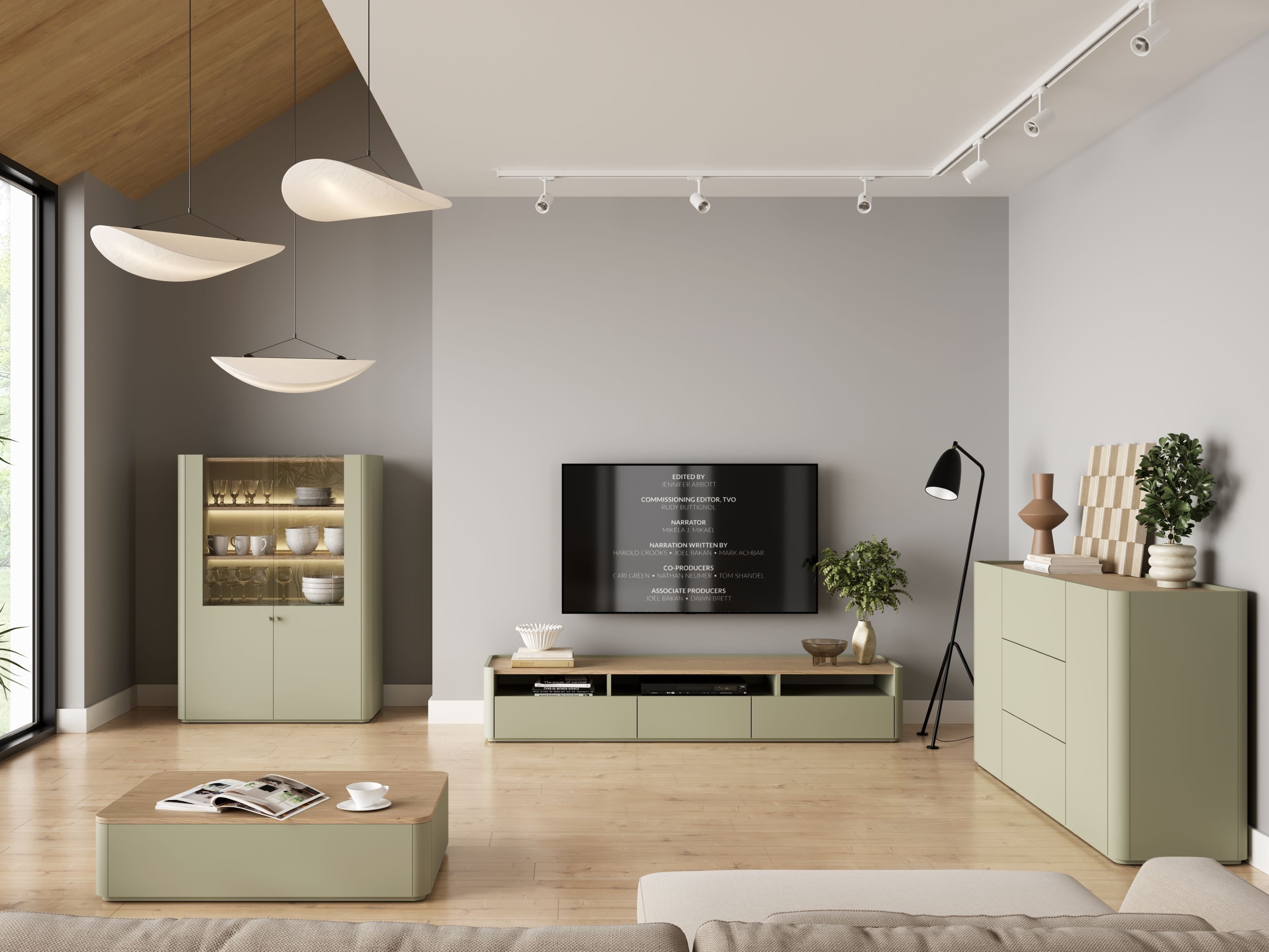 Žurnālu galdiņš Elbmira 103 (Putekļaini zaļa + Ozols)