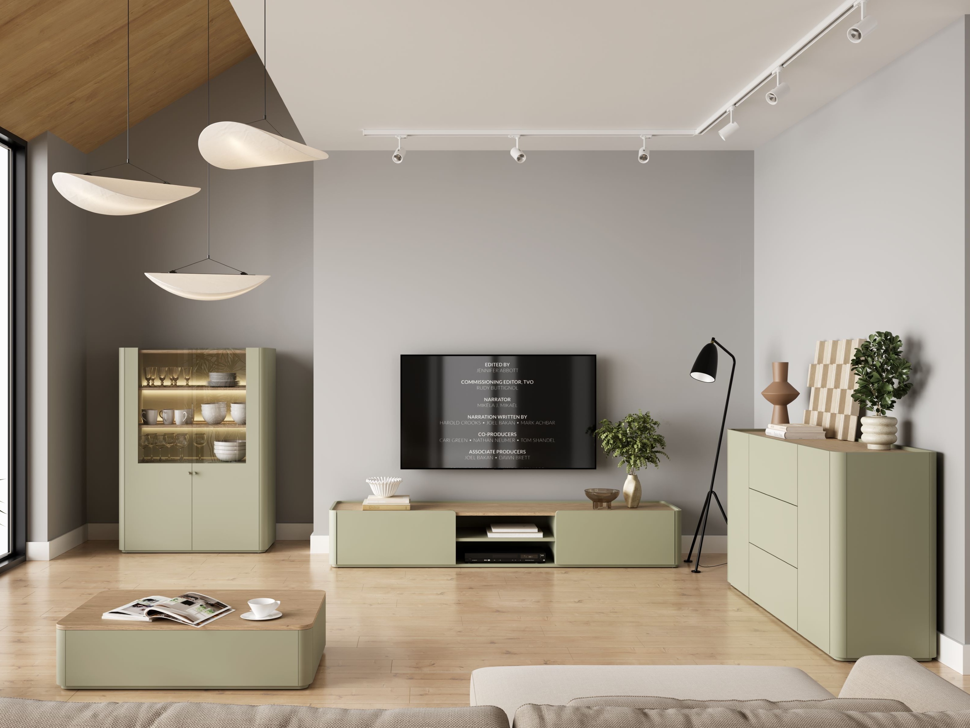 Žurnālu galdiņš Elbmira 103 (Putekļaini zaļa + Ozols)