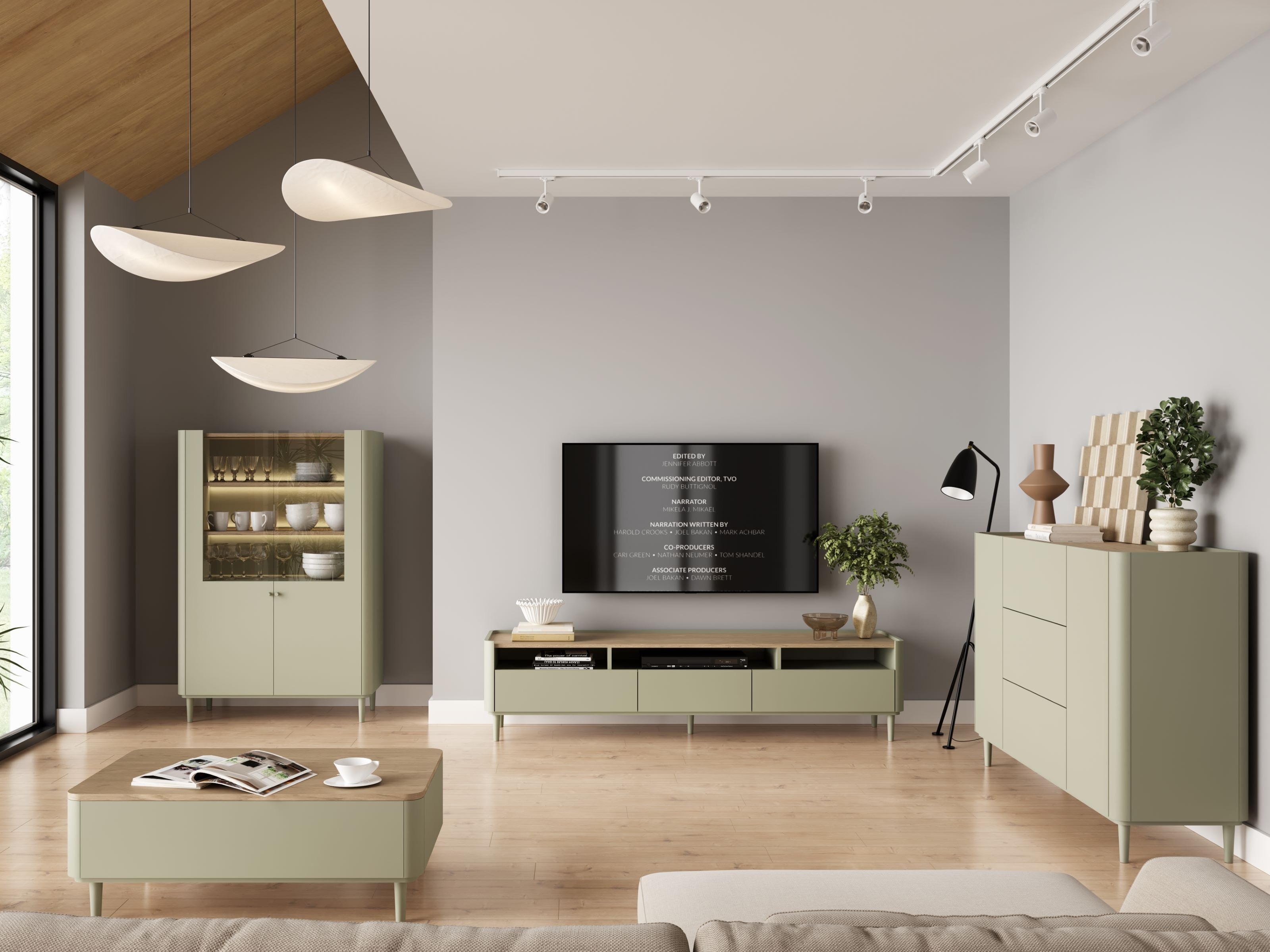 Žurnālu galdiņš Elbmira 103 (Putekļaini zaļa + Ozols)