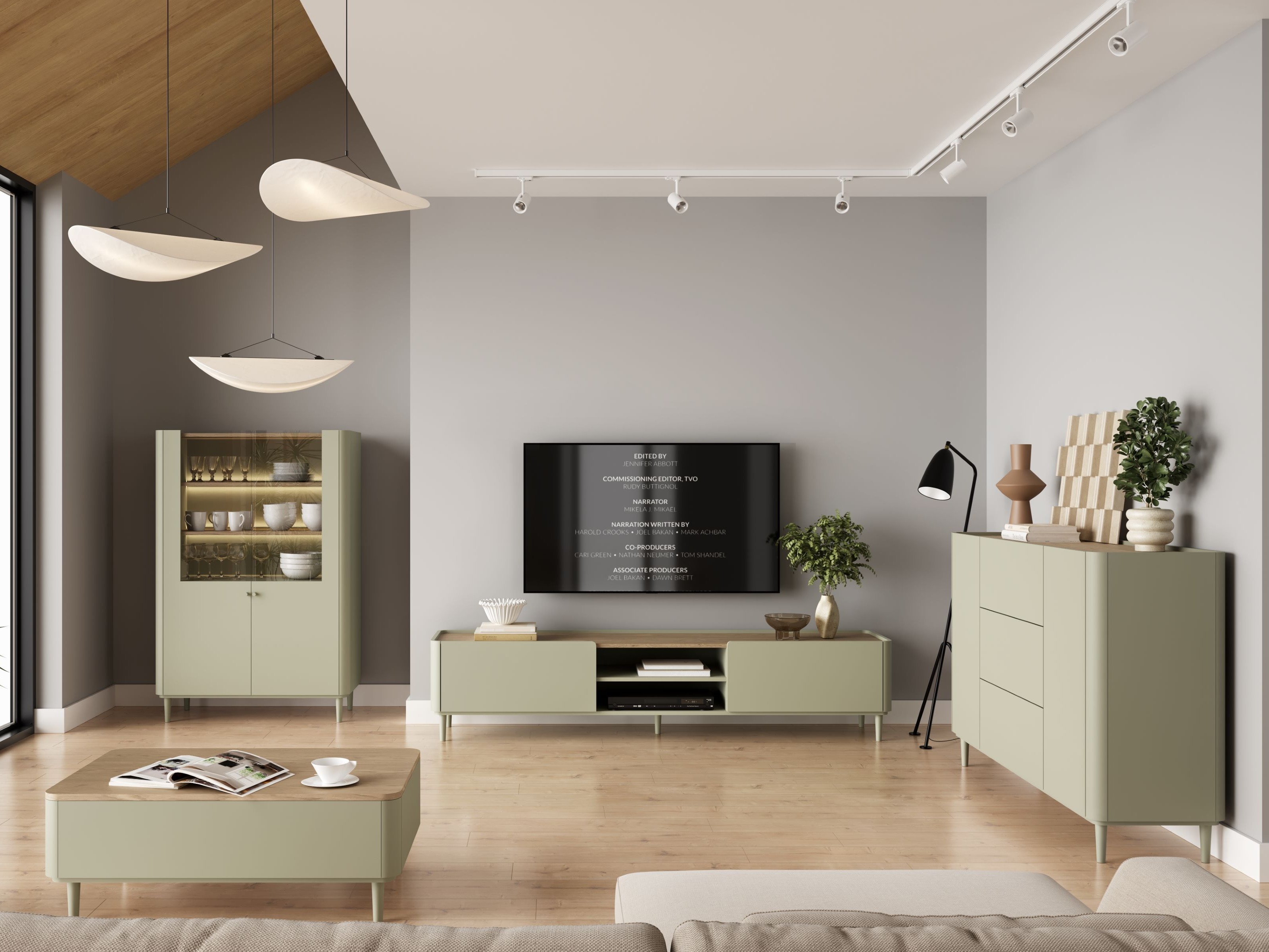 Žurnālu galdiņš Elbmira 103 (Putekļaini zaļa + Ozols)