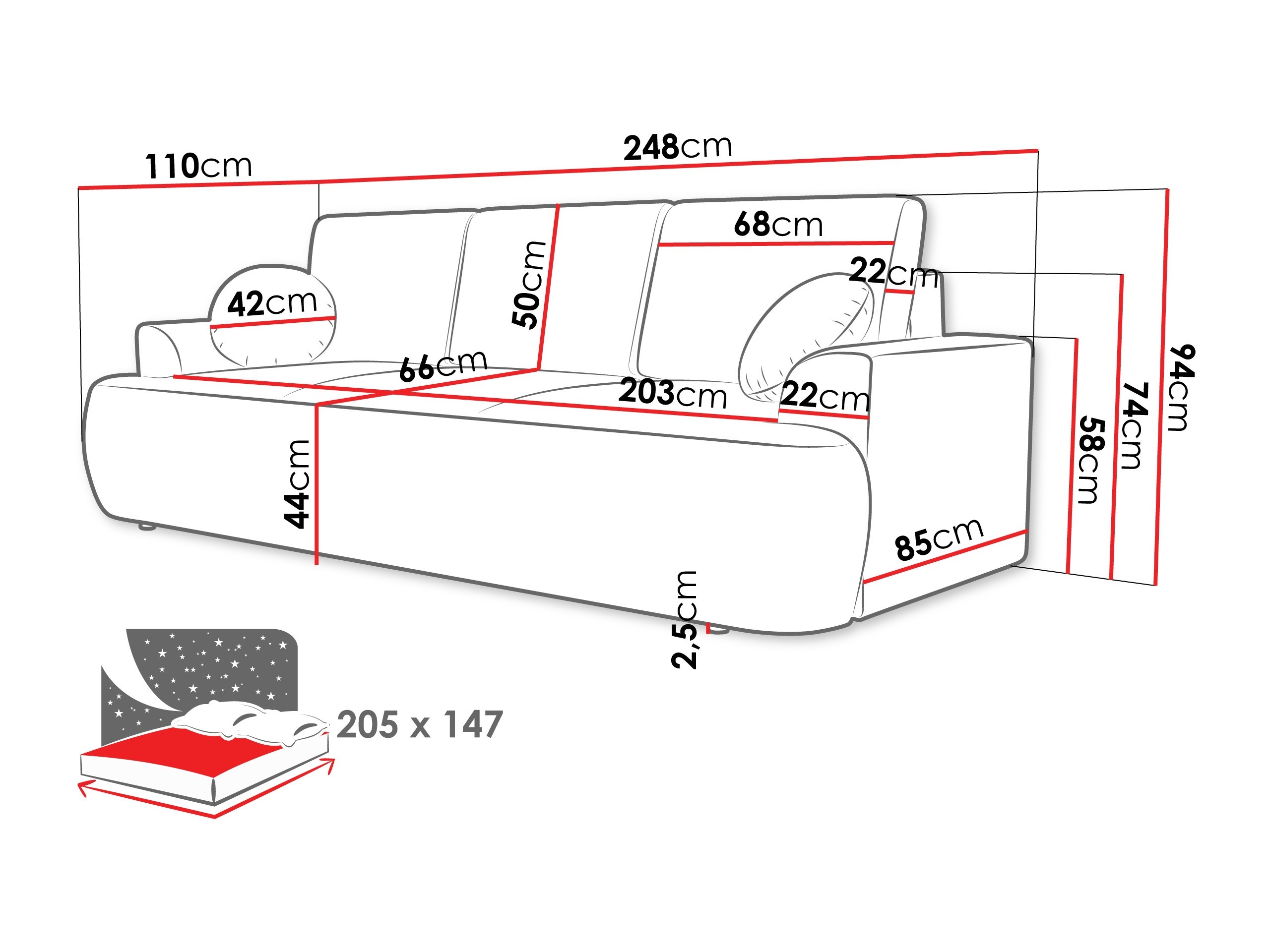Диван-кровать Bountiful 104 (Lima 46)