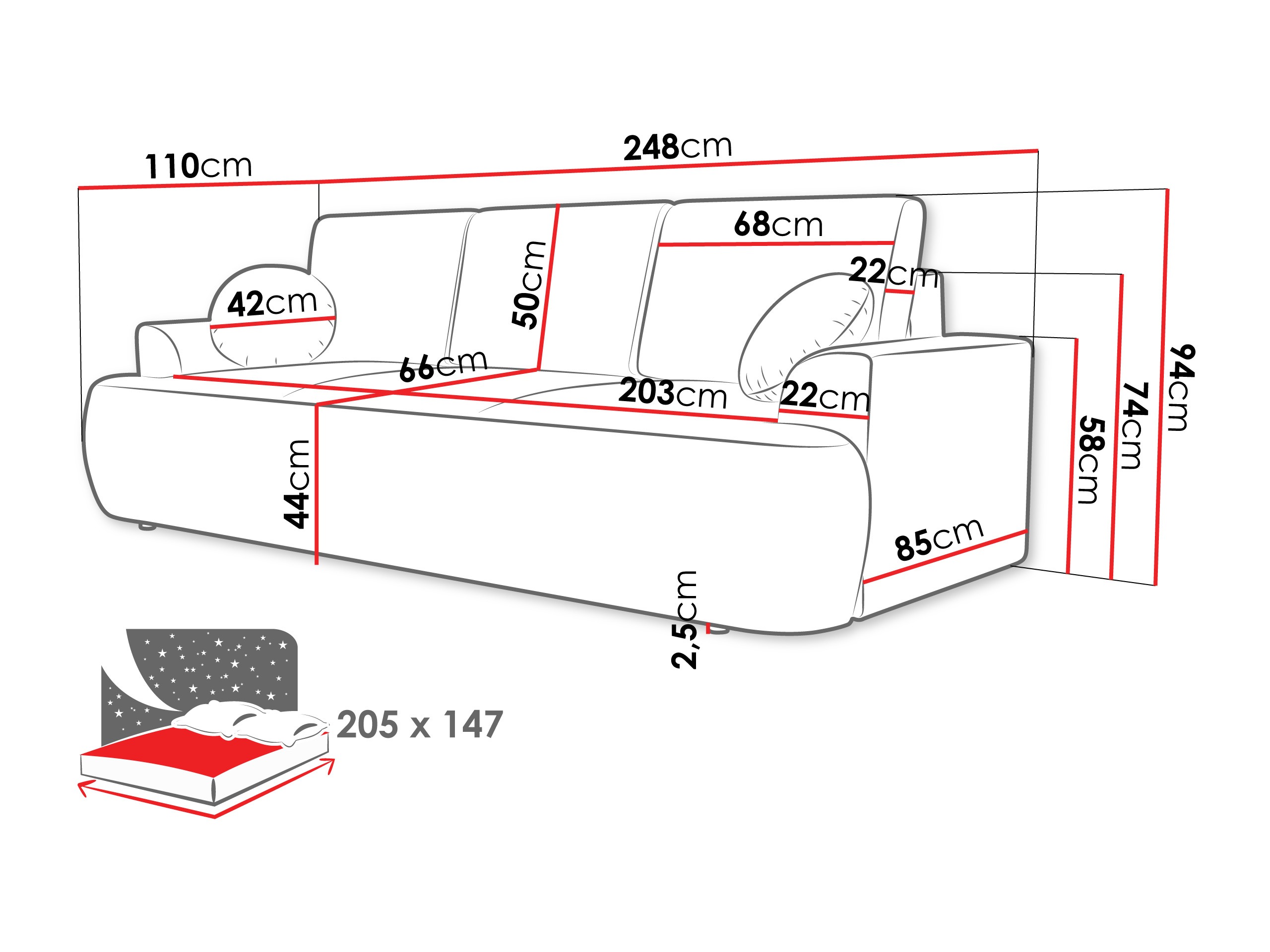 Dīvāns gulta Bountiful 104 (Lima 50)