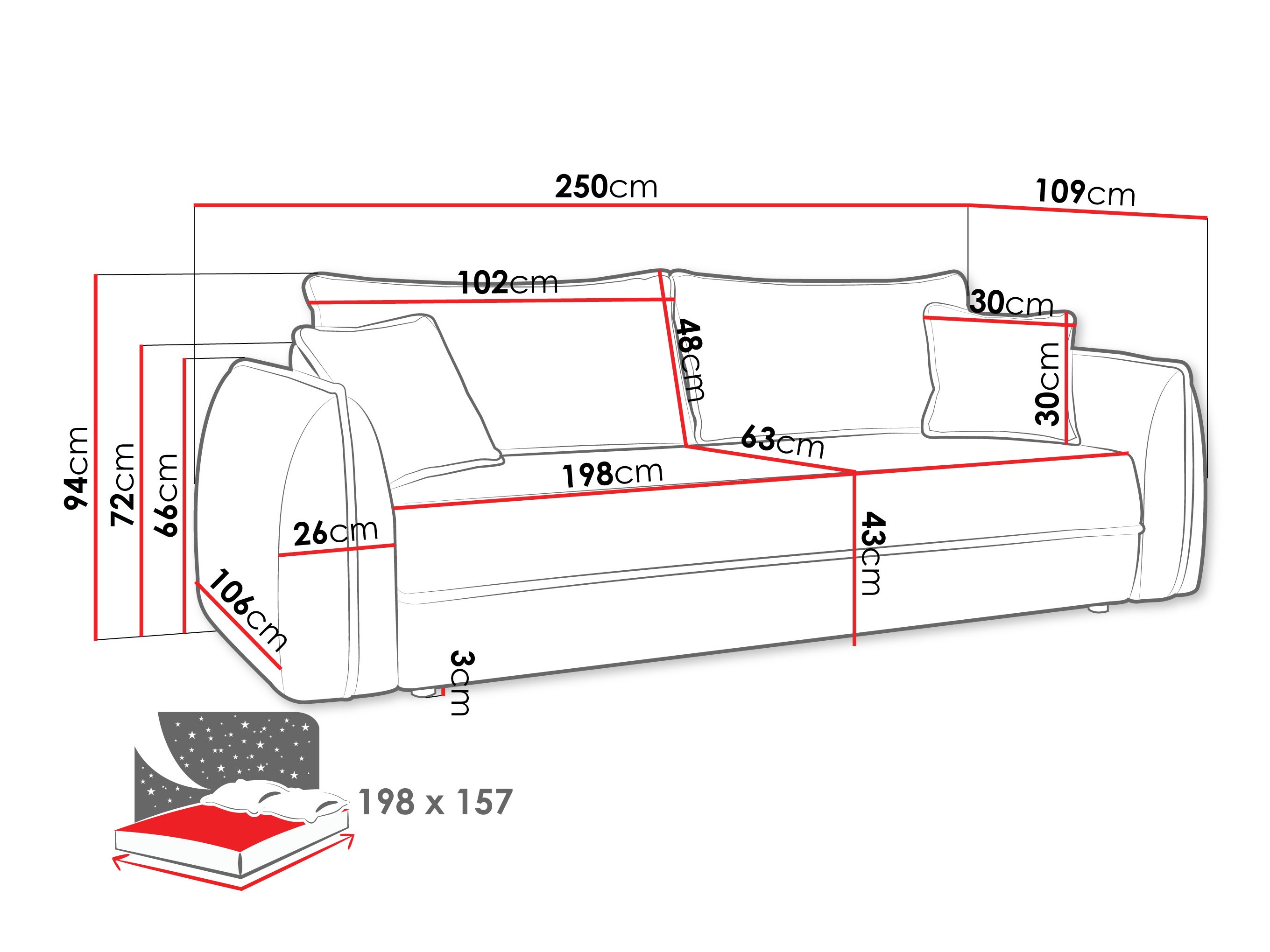Dīvāns gulta Kingman 100 (Lima 27)