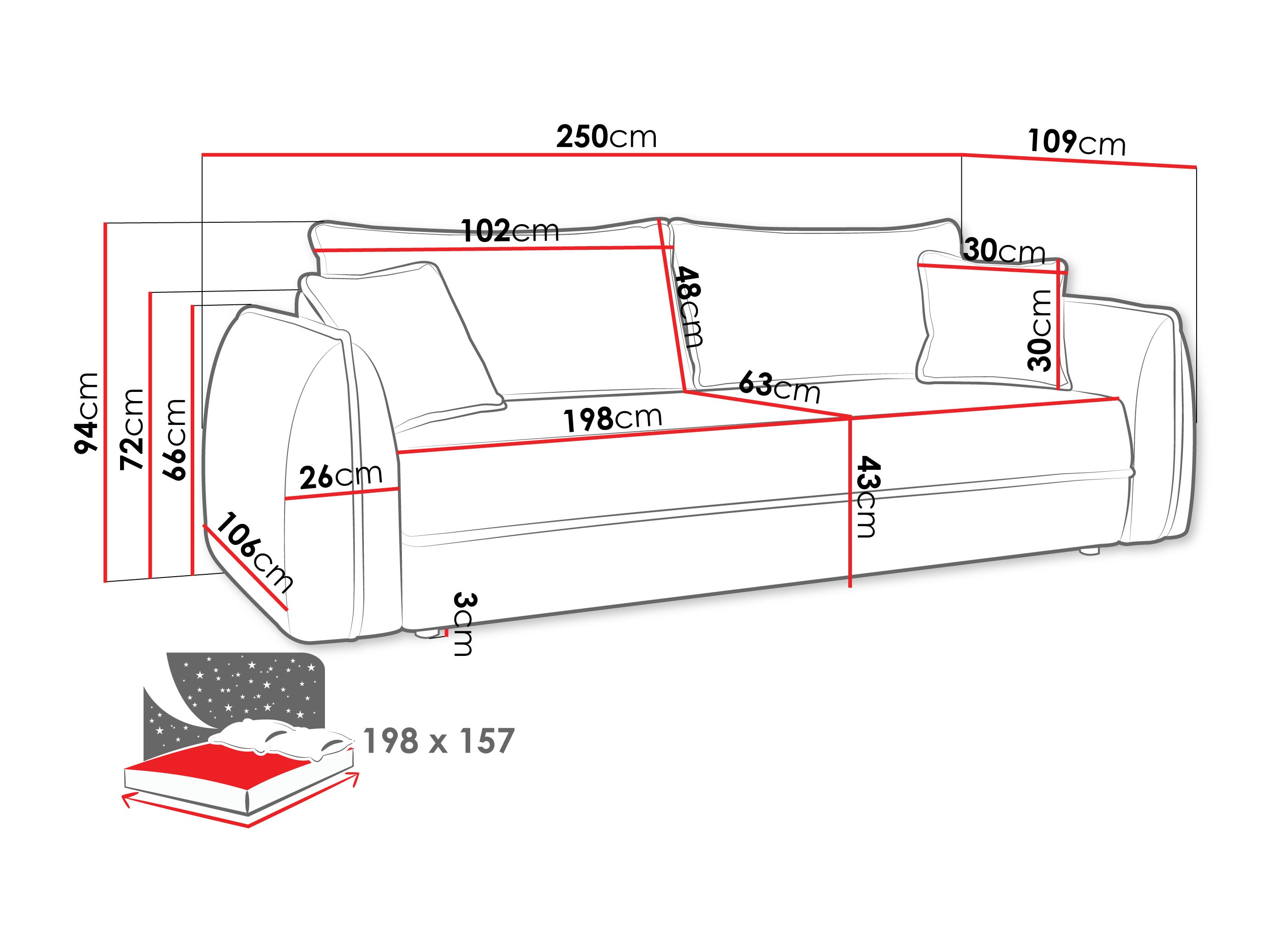 Dīvāns gulta Kingman 100 (Lima 46)
