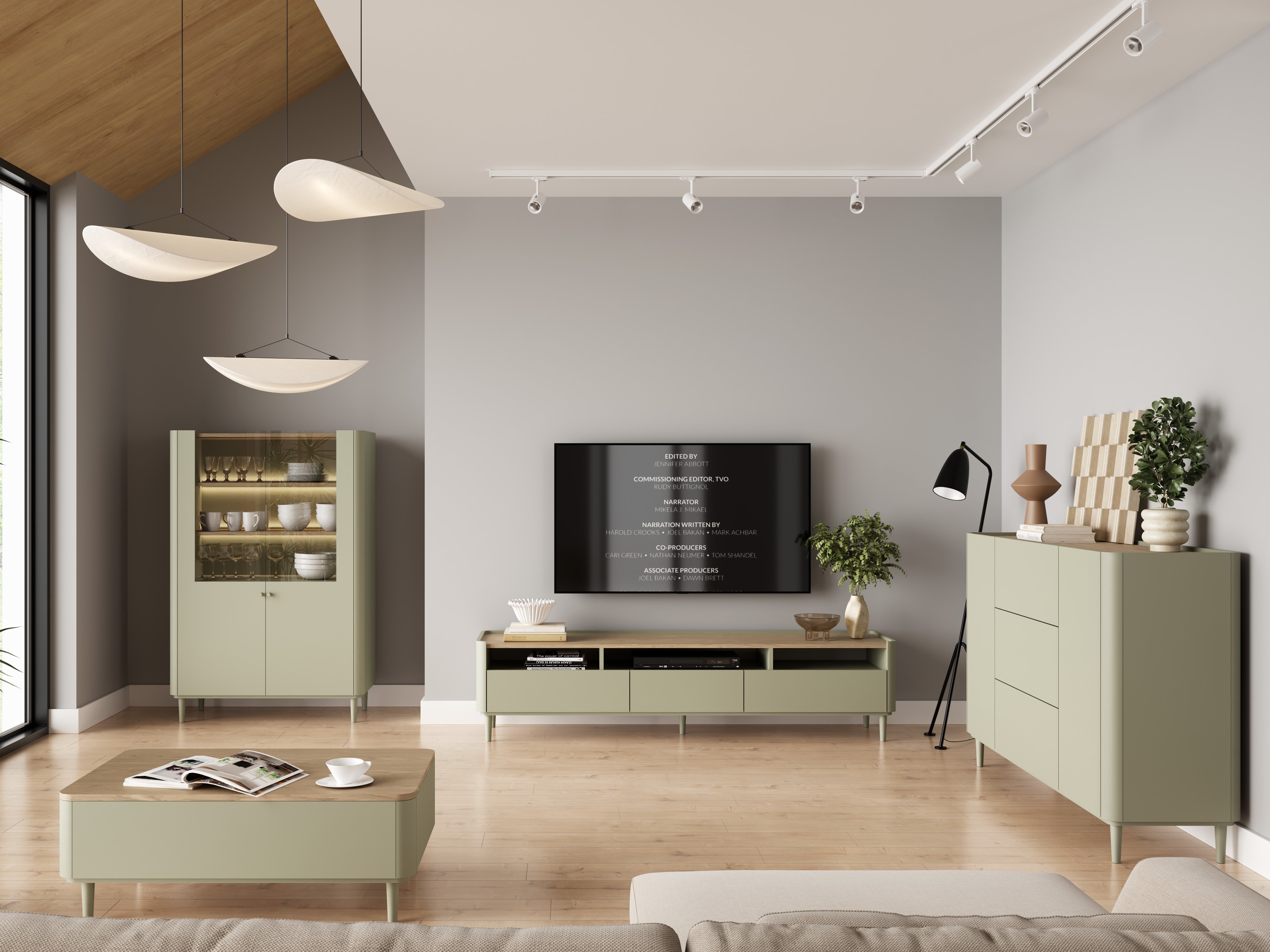 Viesistabas komplekts Elbmira 109 (Putekļaini zaļa + Ozols)