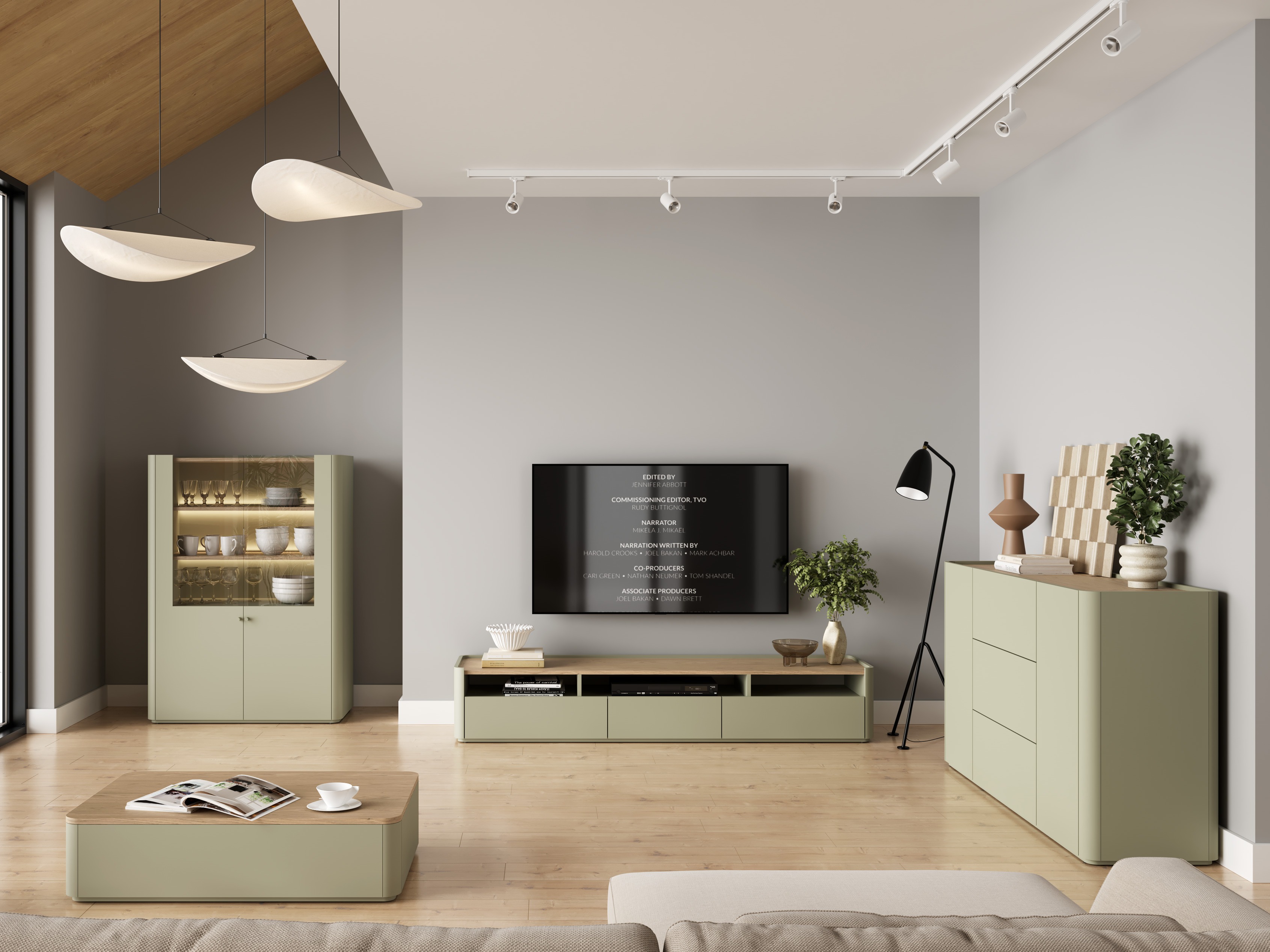 Viesistabas komplekts Elbmira 109 (Putekļaini zaļa + Ozols)