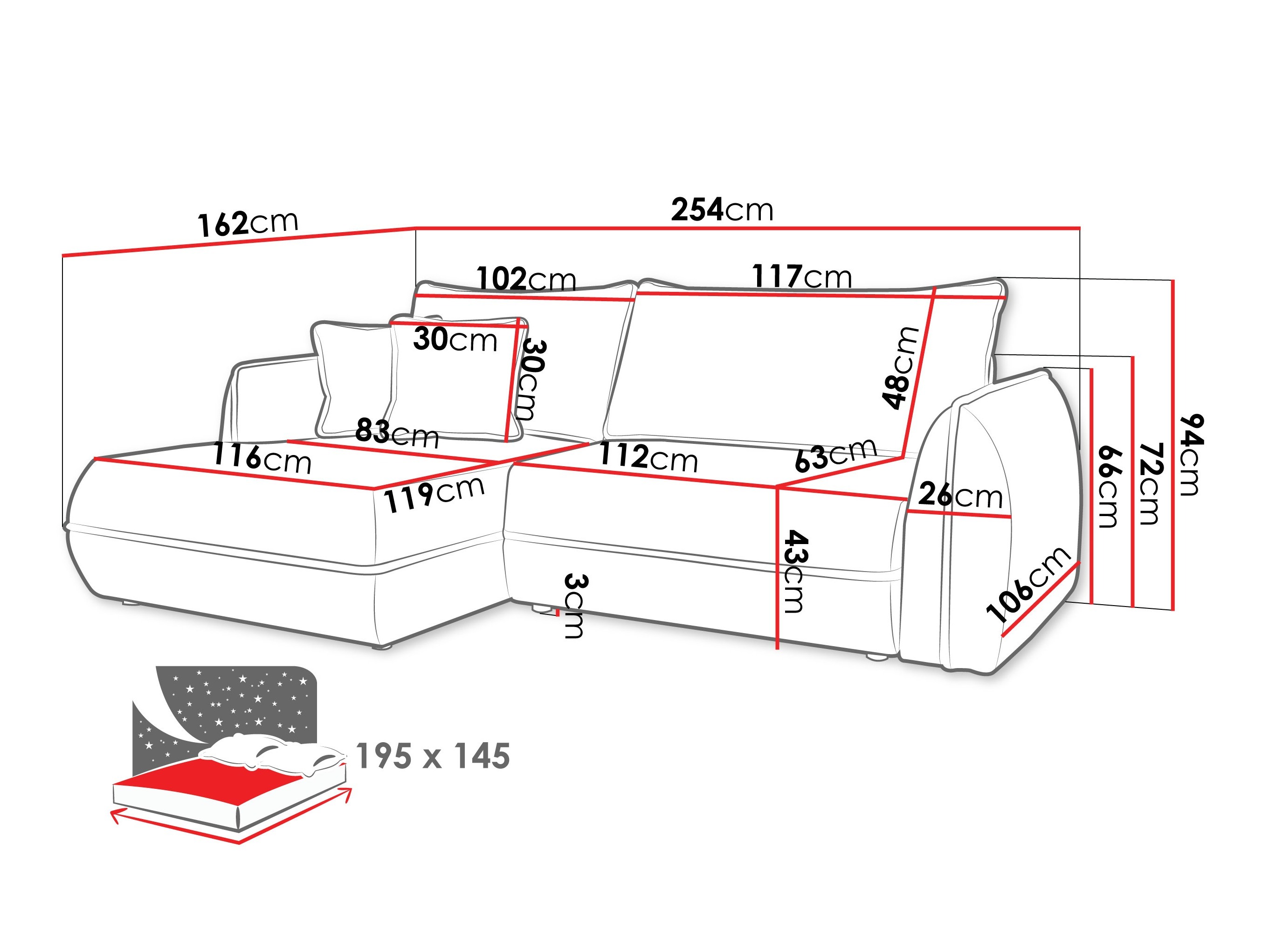Stūra dīvāns Kingman 101 (Lima 27)