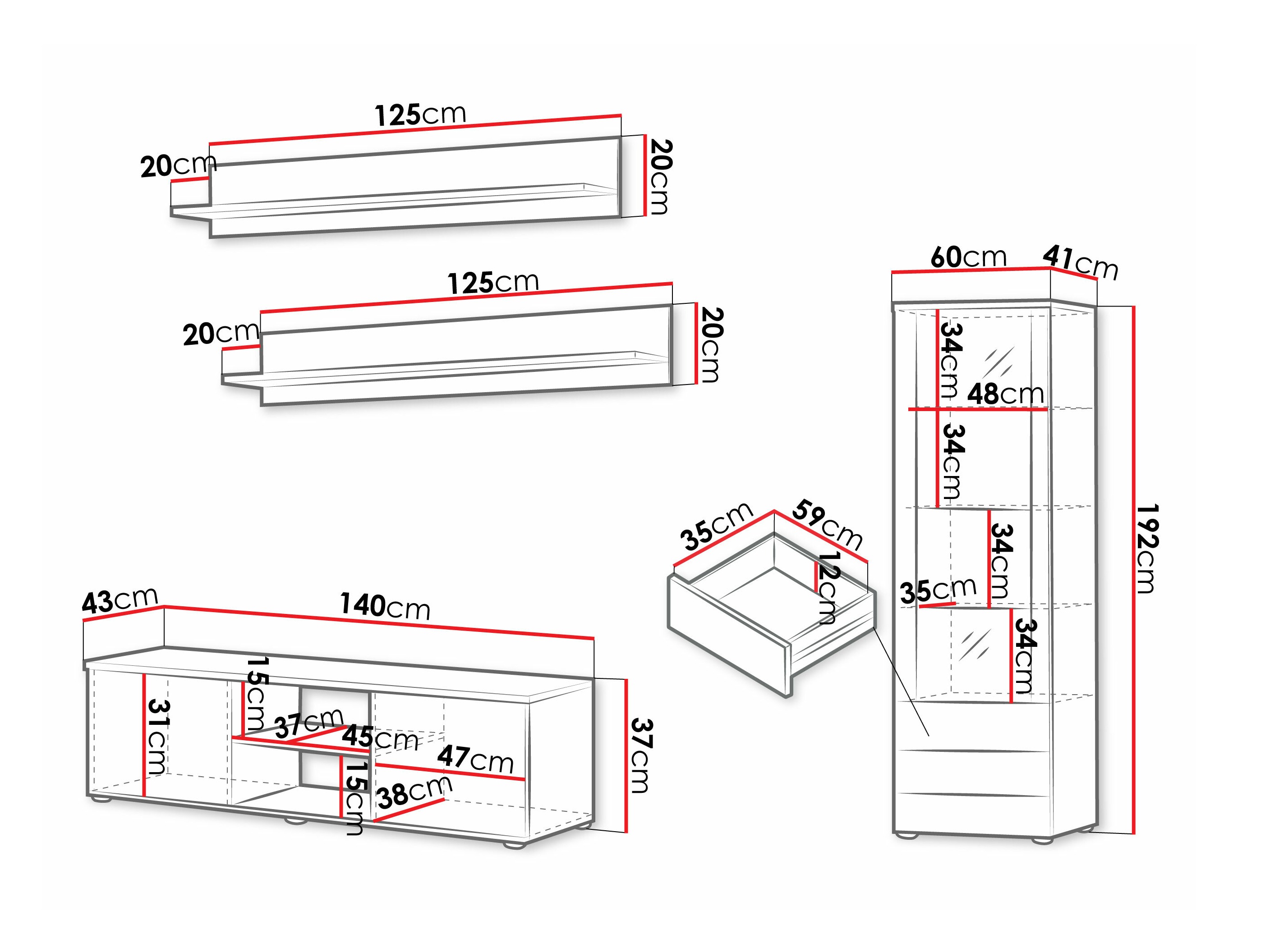 Набор для гостиной Tornola 110 (Белый + Глянцевый белый)