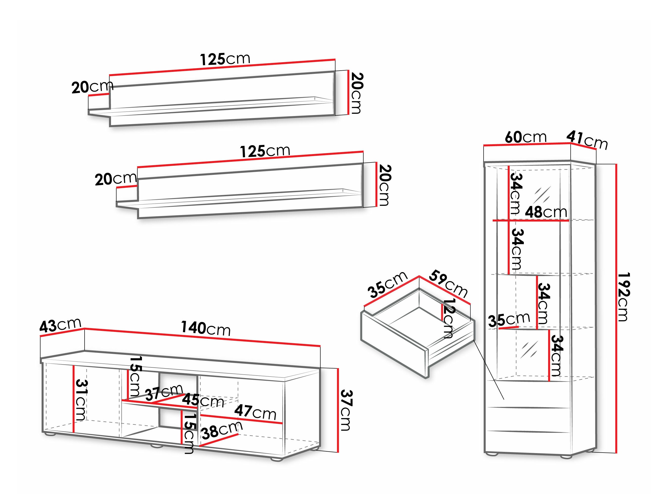 Набор для гостиной Tornola 110 (Чёрный + Глянцевый черный)