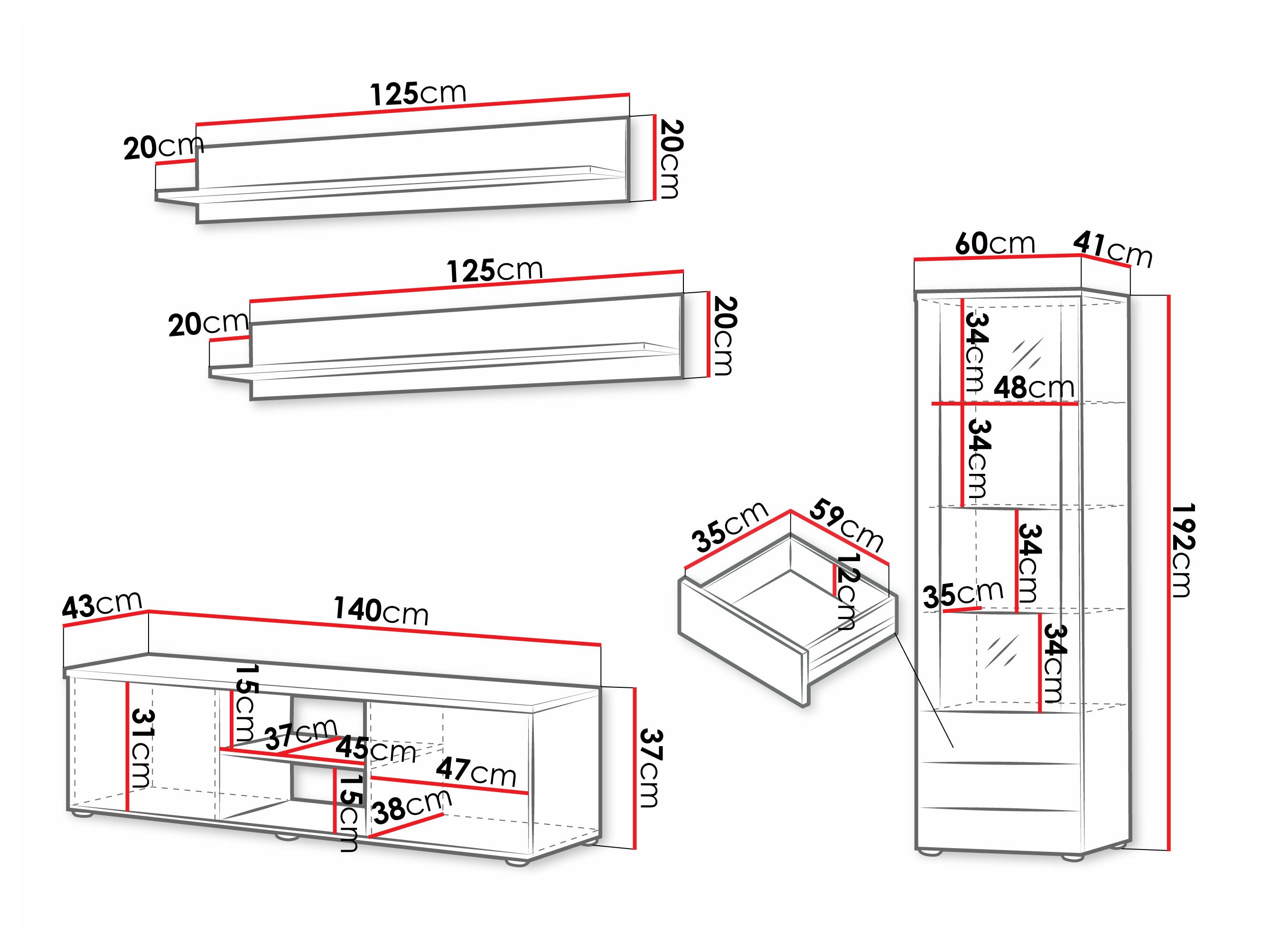 Набор для гостиной Tornola 110 (Чёрный + Глянцевый черный)
