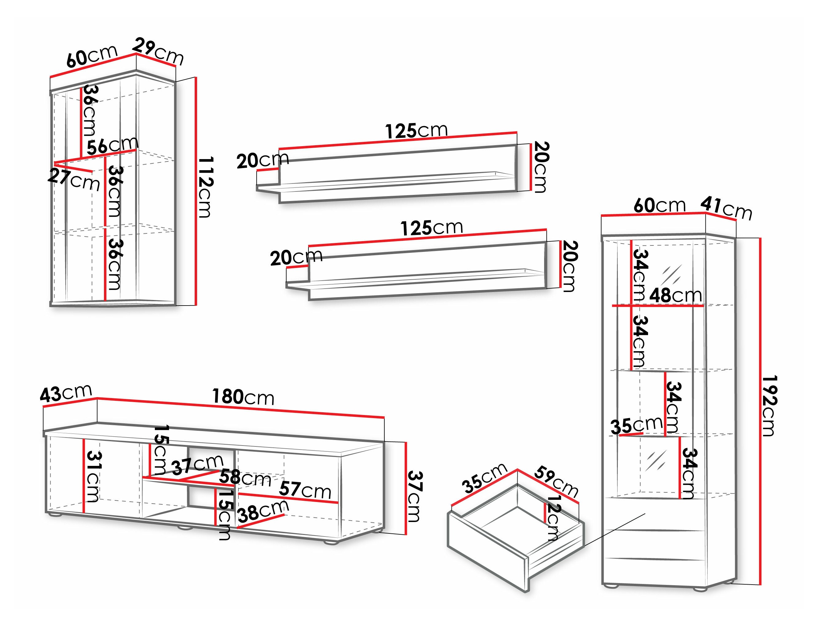 Набор для гостиной Tornola 114 (Чёрный + Глянцевый черный)
