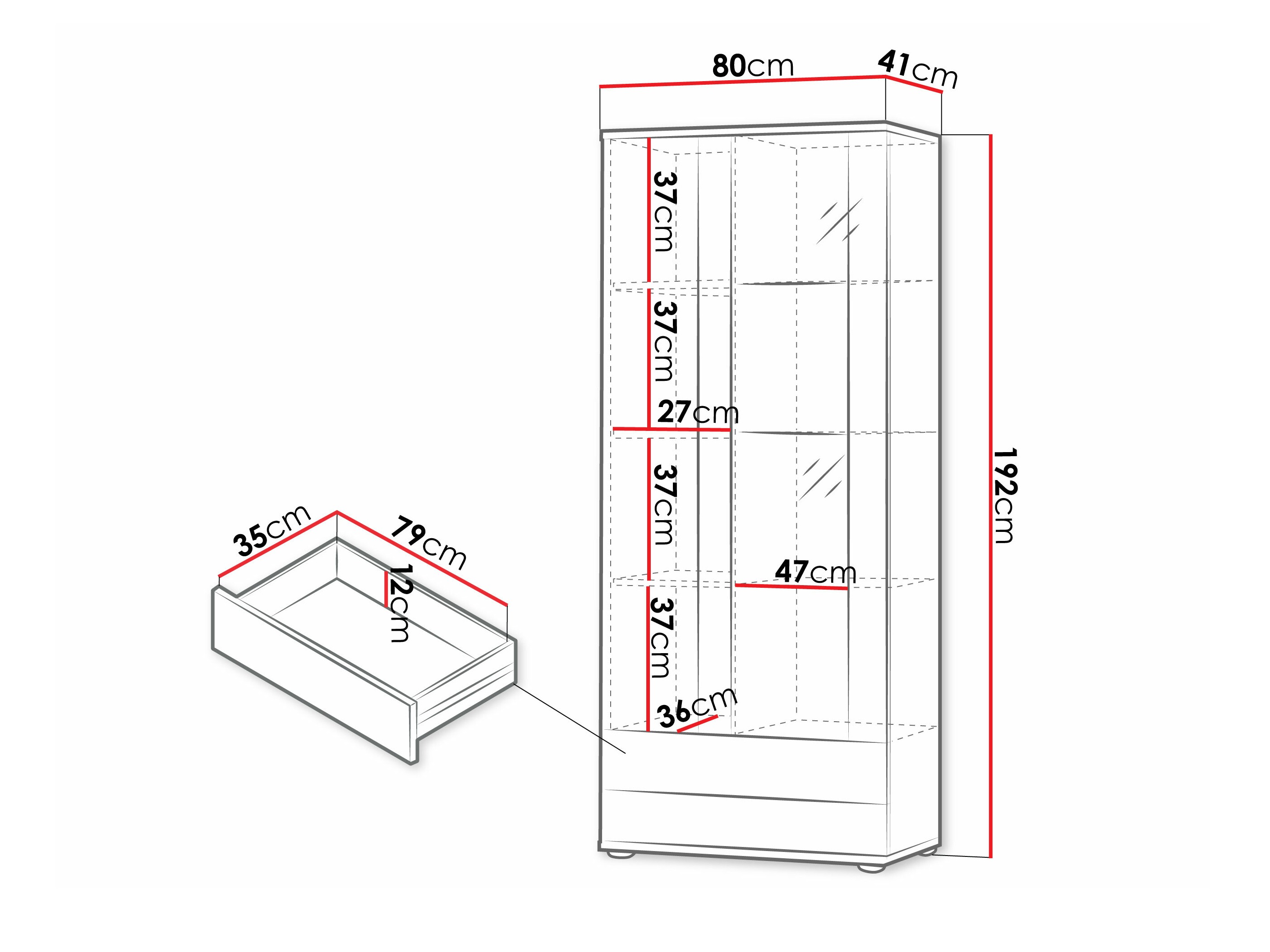 Стеллаж Tornola 105 (Чёрный + Глянцевый черный)