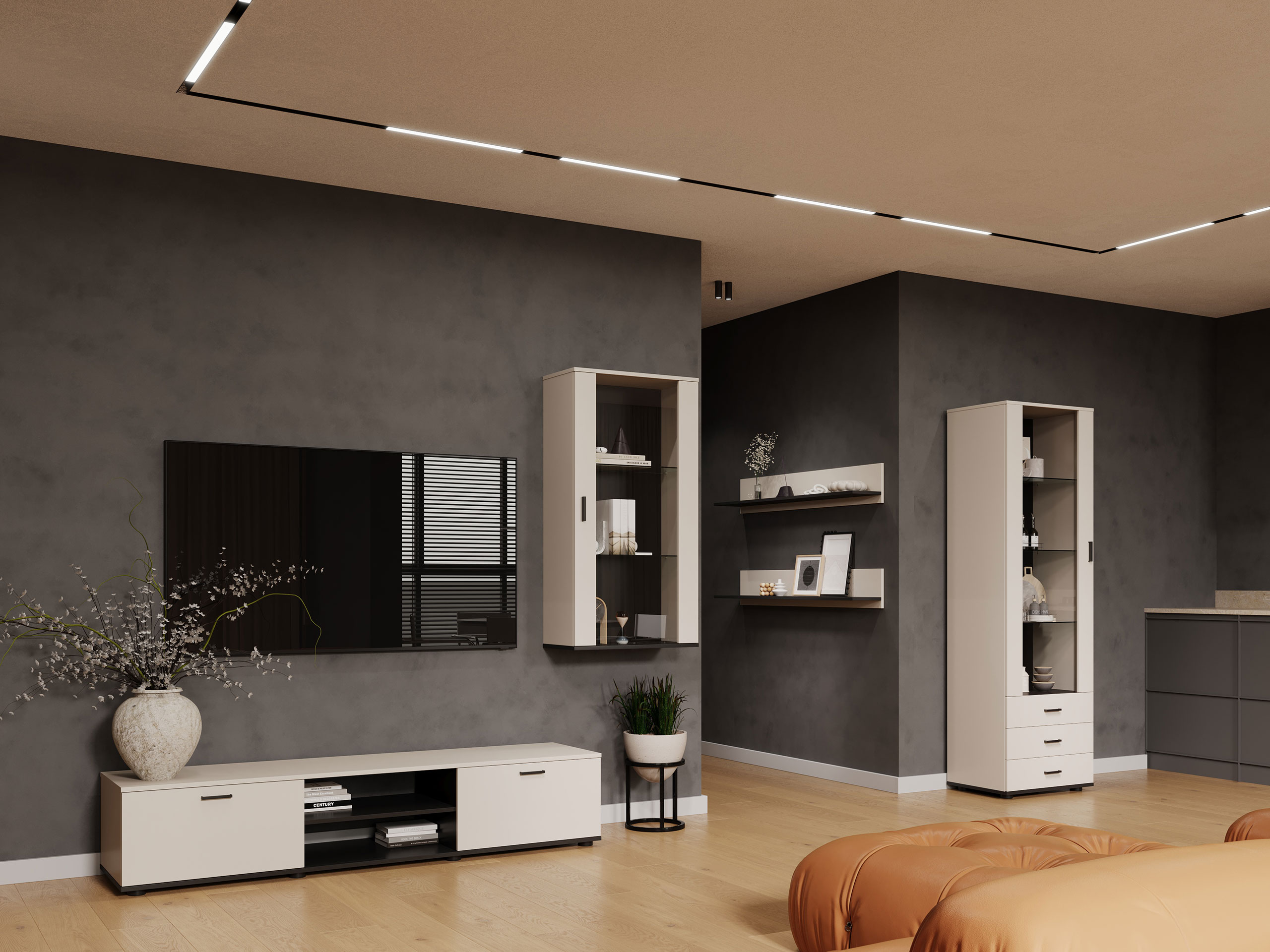 Viesistabas komplekts Tornola 114 (Kašmirs + Melns)