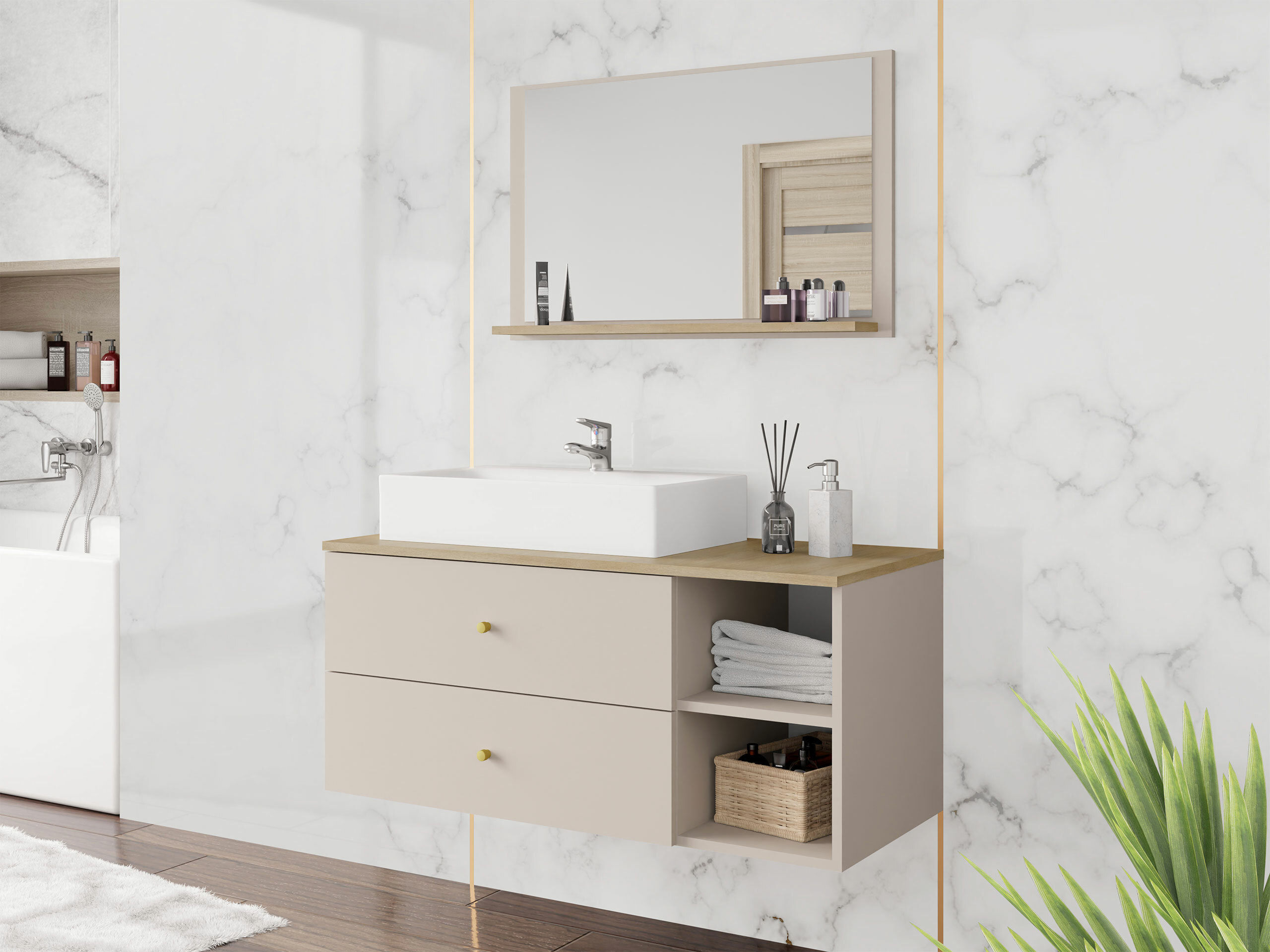 Набор для ванной комнаты Ophruvi 100 (Светло-коричневый)