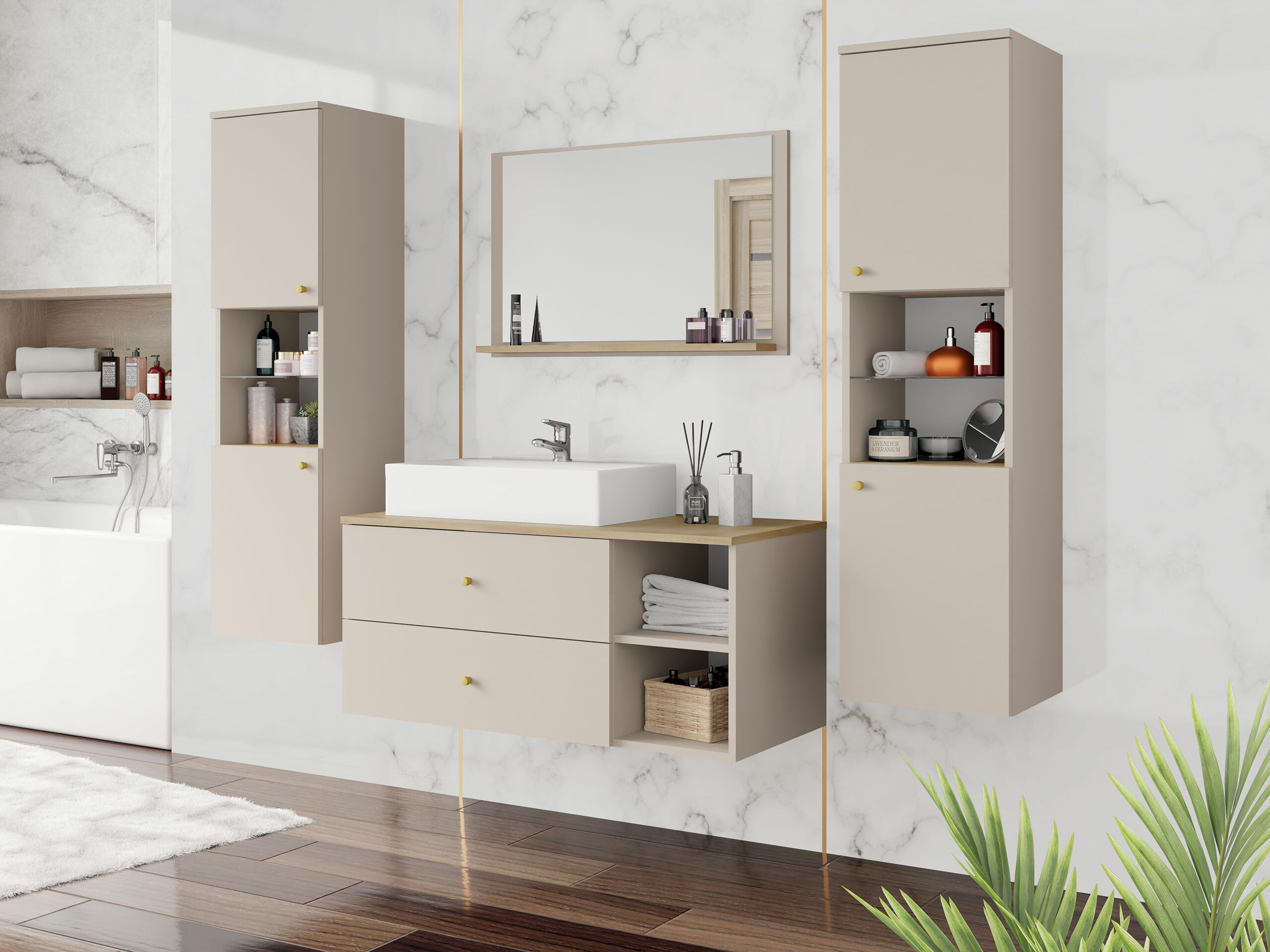 Набор для ванной комнаты Ophruvi 102 (Светло-коричневый)