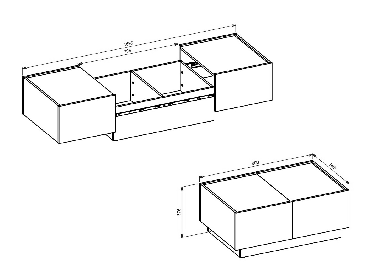 Žurnālu galdiņš transformeris Austin 380 (Kašmirs + Melns)