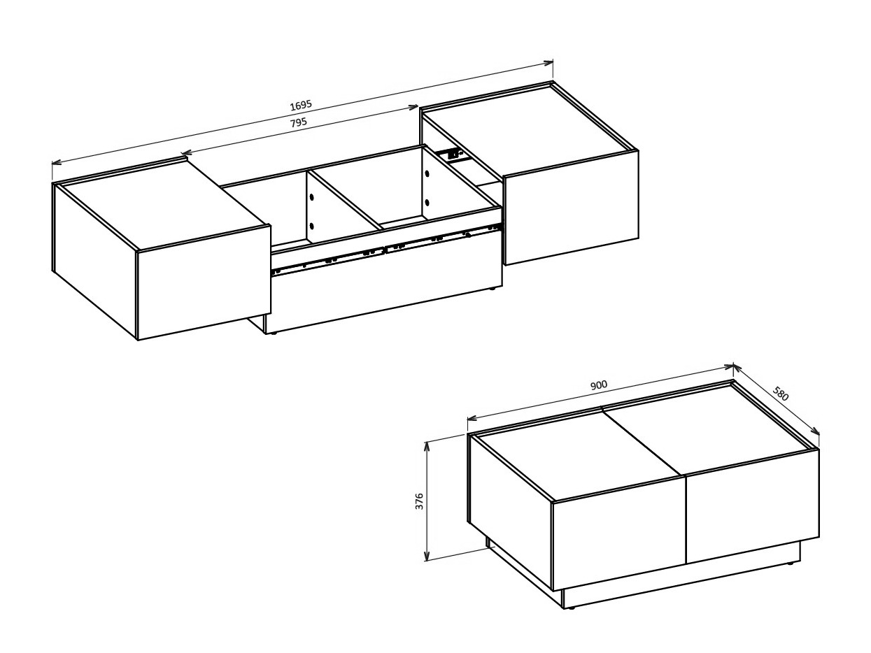 Žurnālu galdiņš transformeris Austin 380 (Votan ozols + Melns)