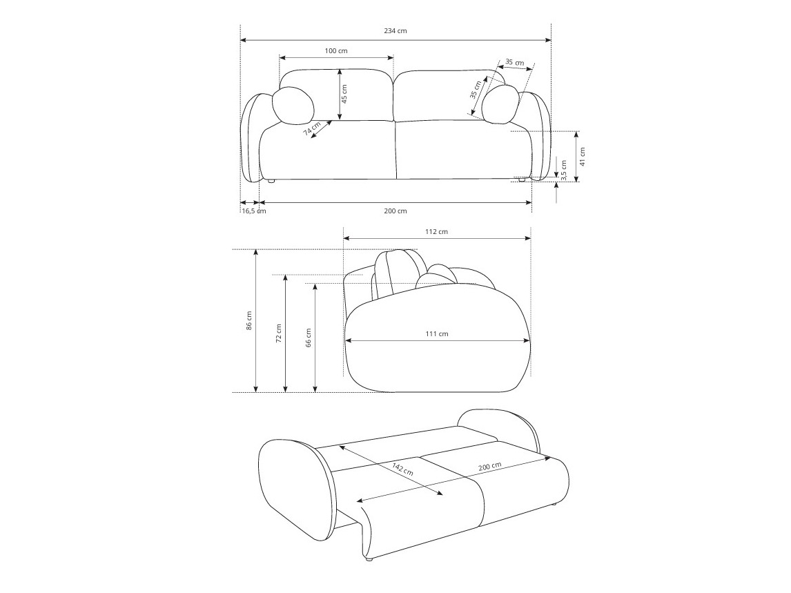 Dīvāns gulta Kingston 196 (Cremona 70)