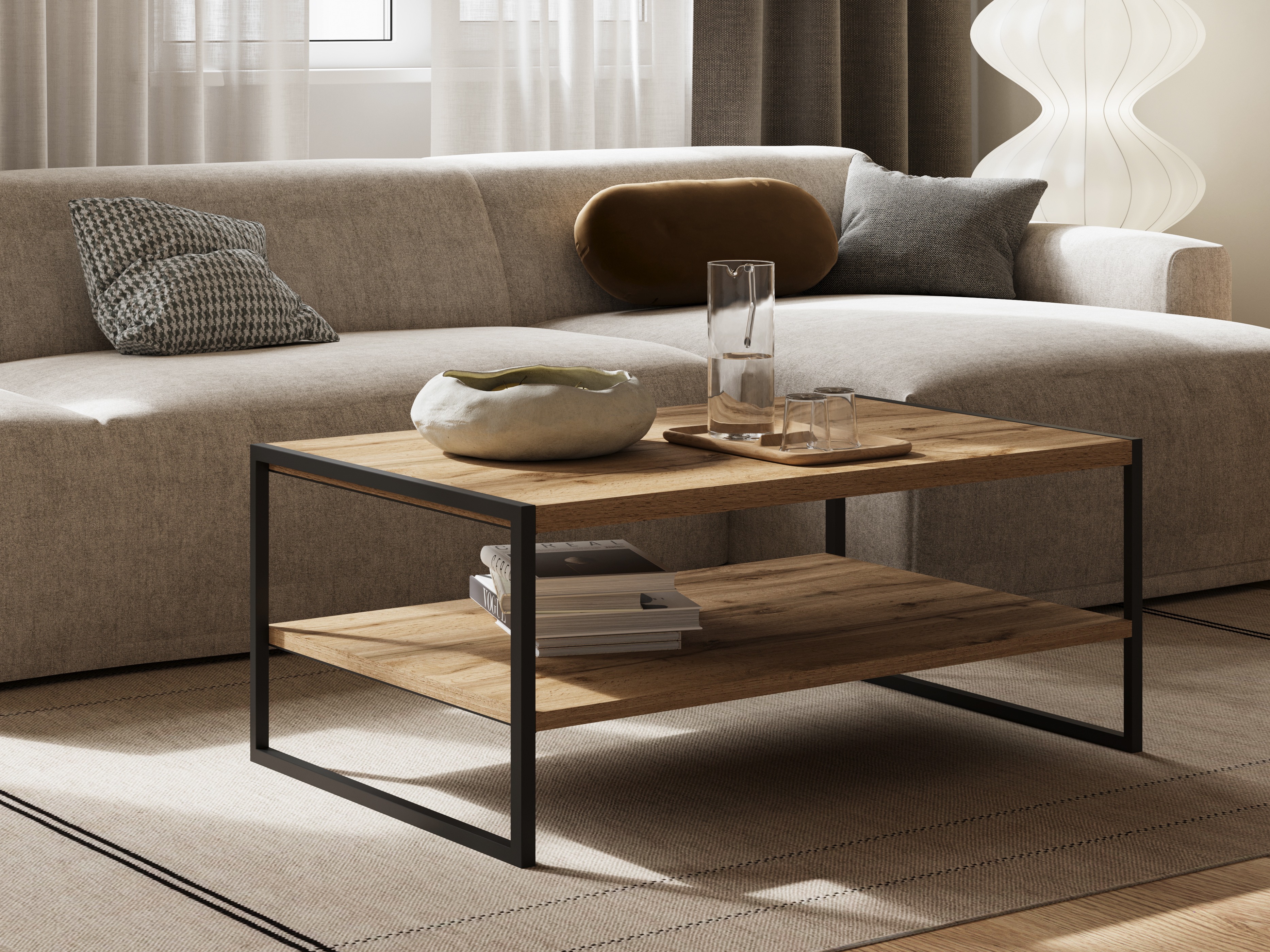 Žurnālu galdiņš Austin 381 (Votan ozols + Melns)