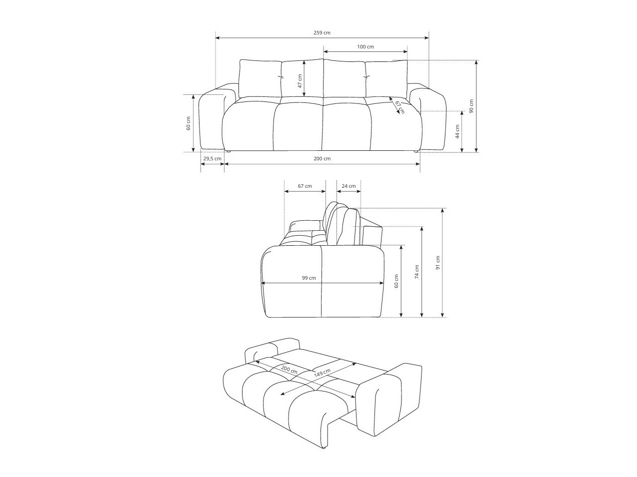 Диван-кровать Kingston 154 (Flow 22)