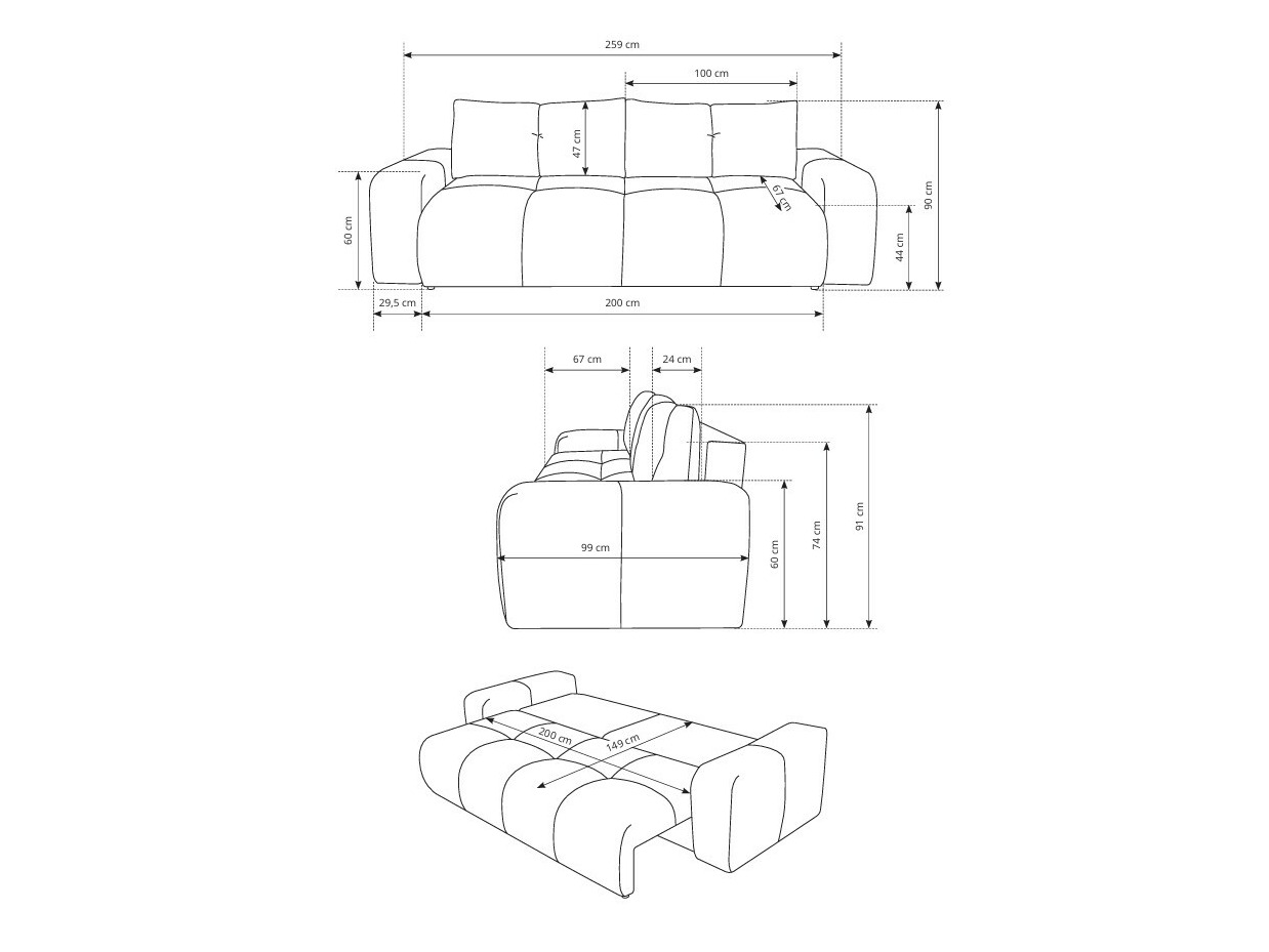 Dīvāns gulta Kingston 154 (Curio 09)