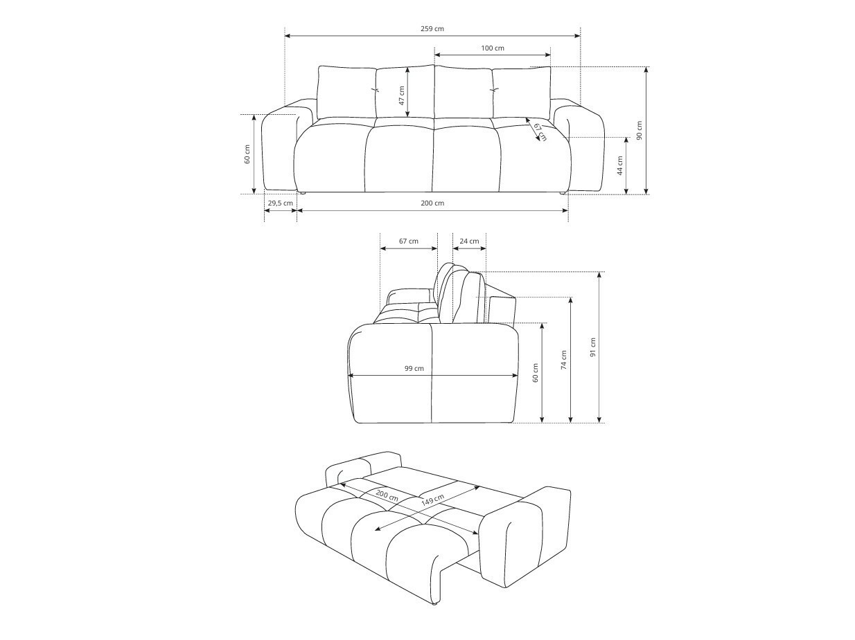 Dīvāns gulta Kingston 154 (Curio 60)
