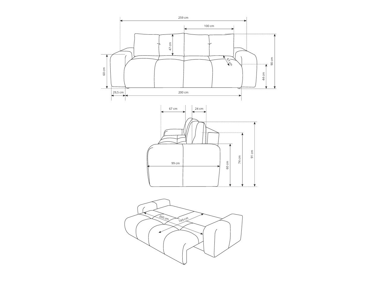 Dīvāns gulta Kingston 154 (Curio 83)