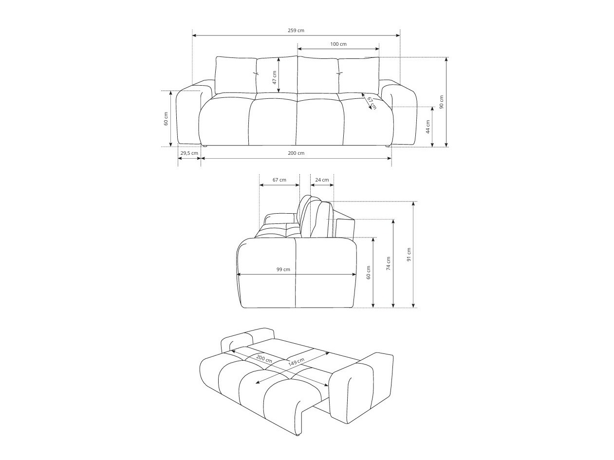 Dīvāns gulta Kingston 154 (Flow 01)