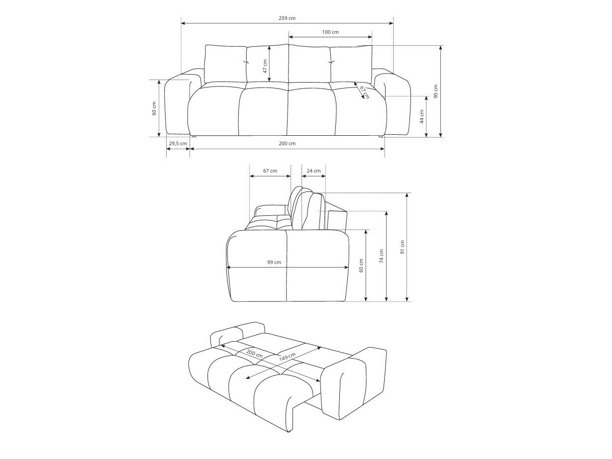 Dīvāns gulta Kingston 154 (Flow 12)