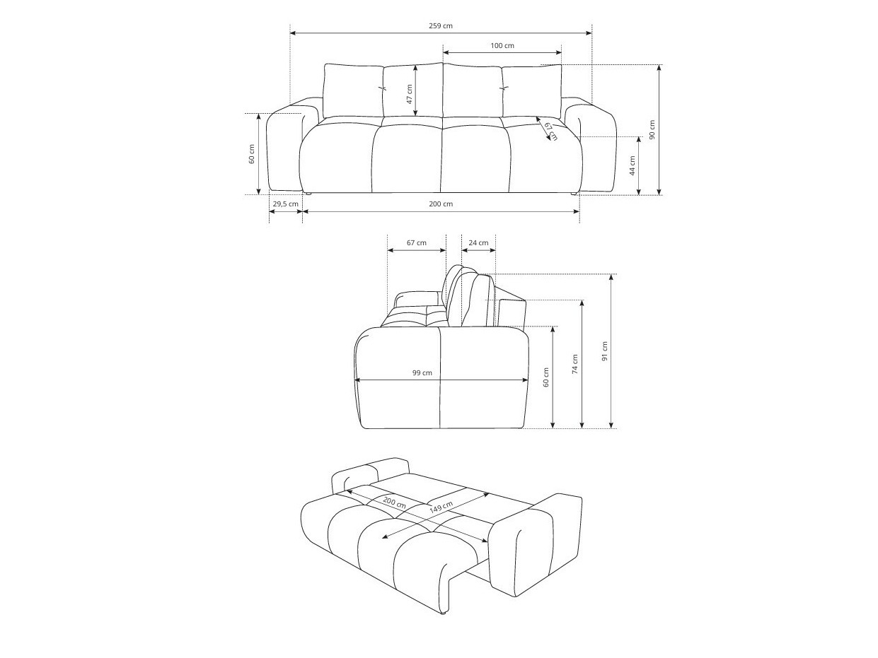 Dīvāns gulta Kingston 154 (Flow 16)