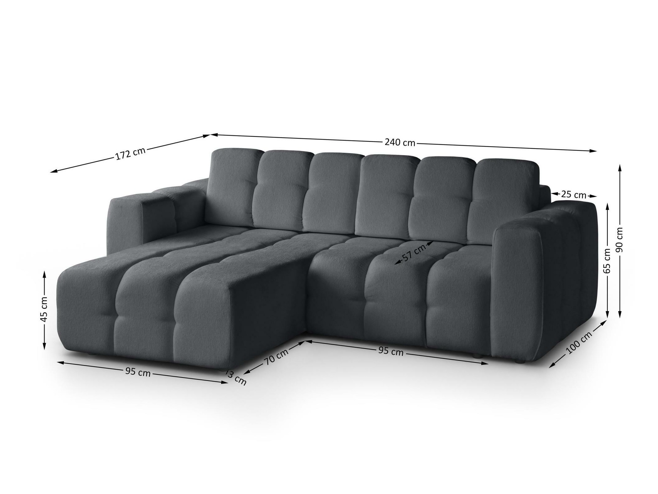 Stūra dīvāns Margate 129 (Raven 16)