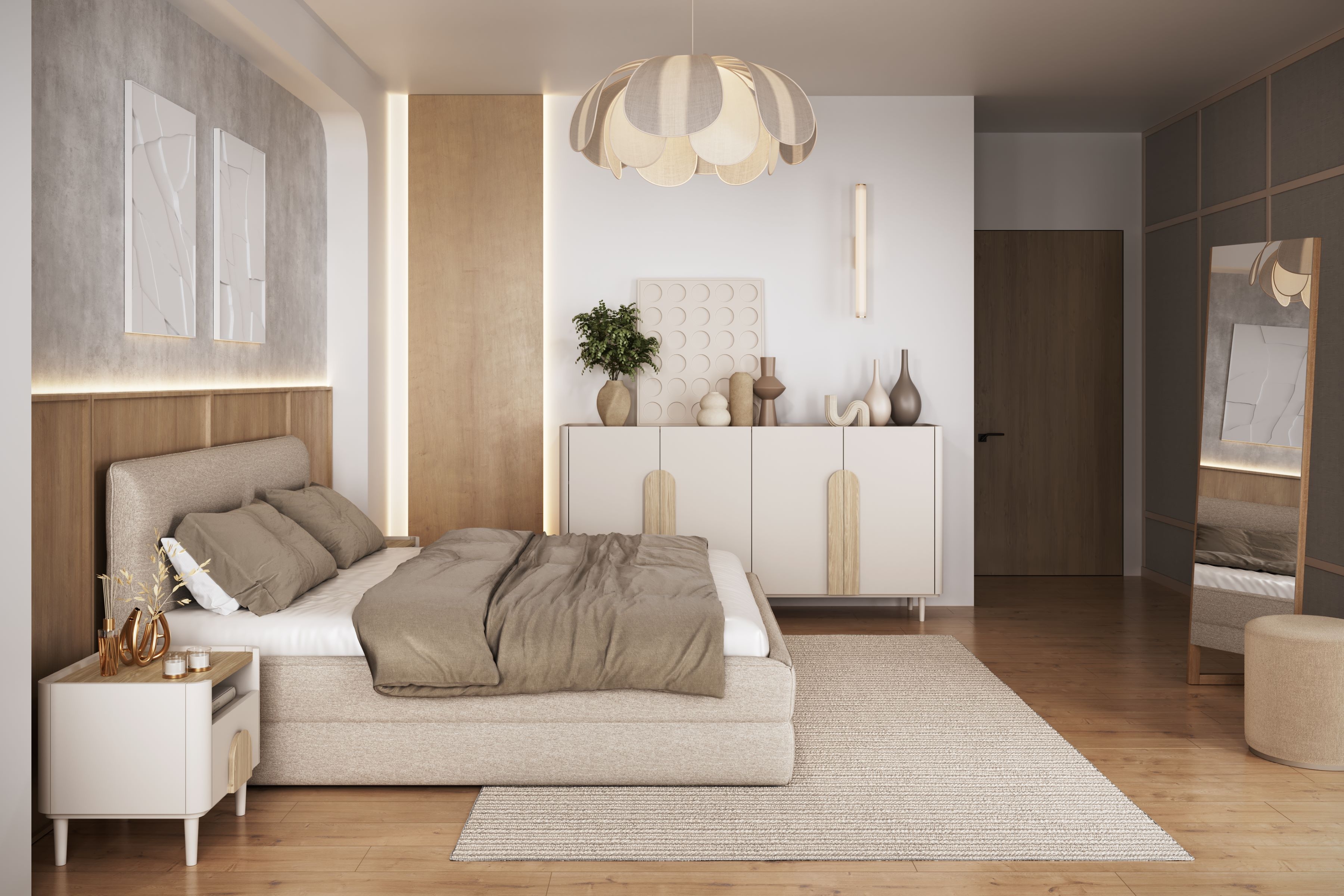 Naktsgaldiņš Camavio 100 (Kašmirs + Gaišs ozols)