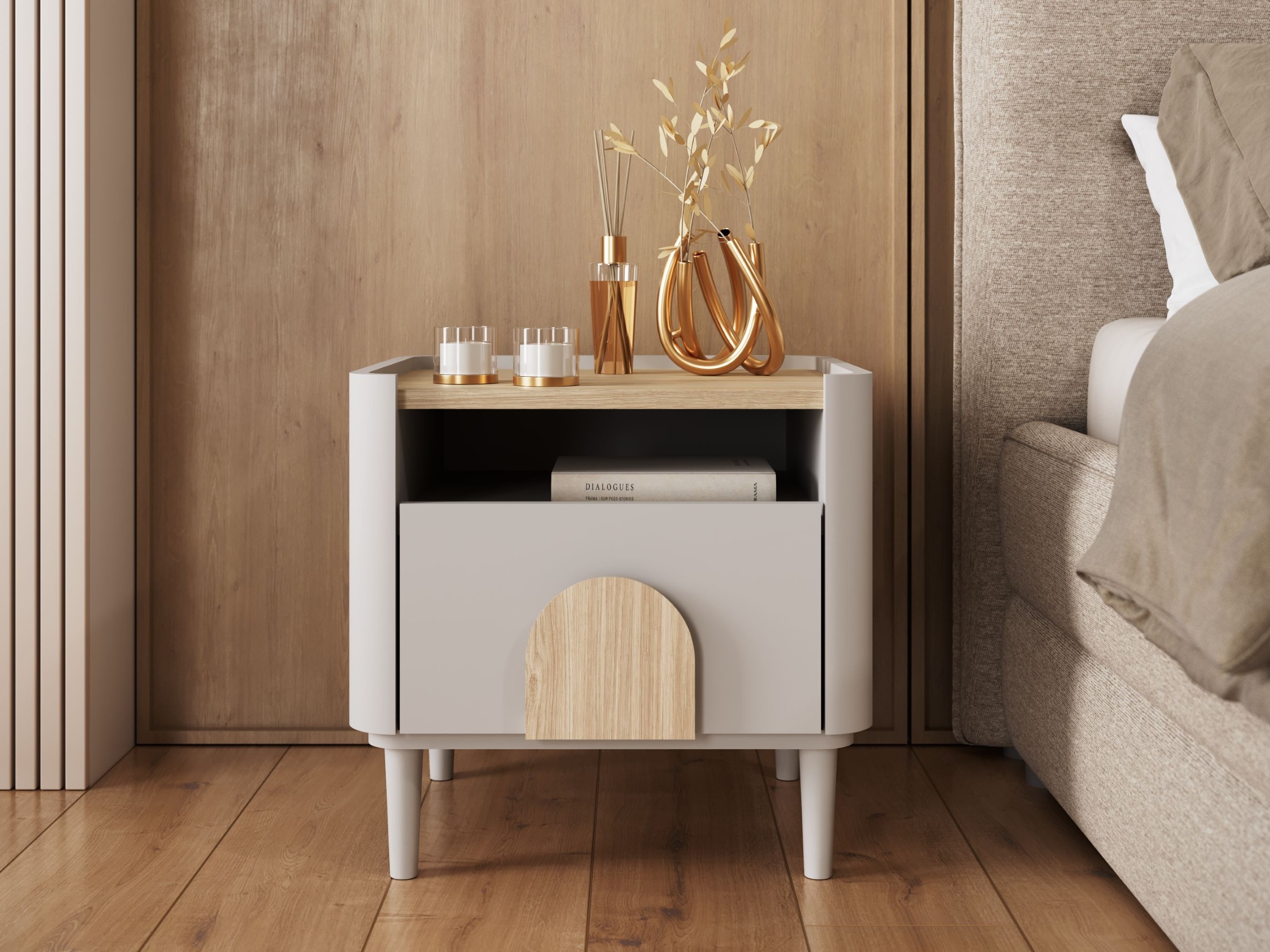 Naktsgaldiņš Camavio 100 (Kašmirs + Gaišs ozols)