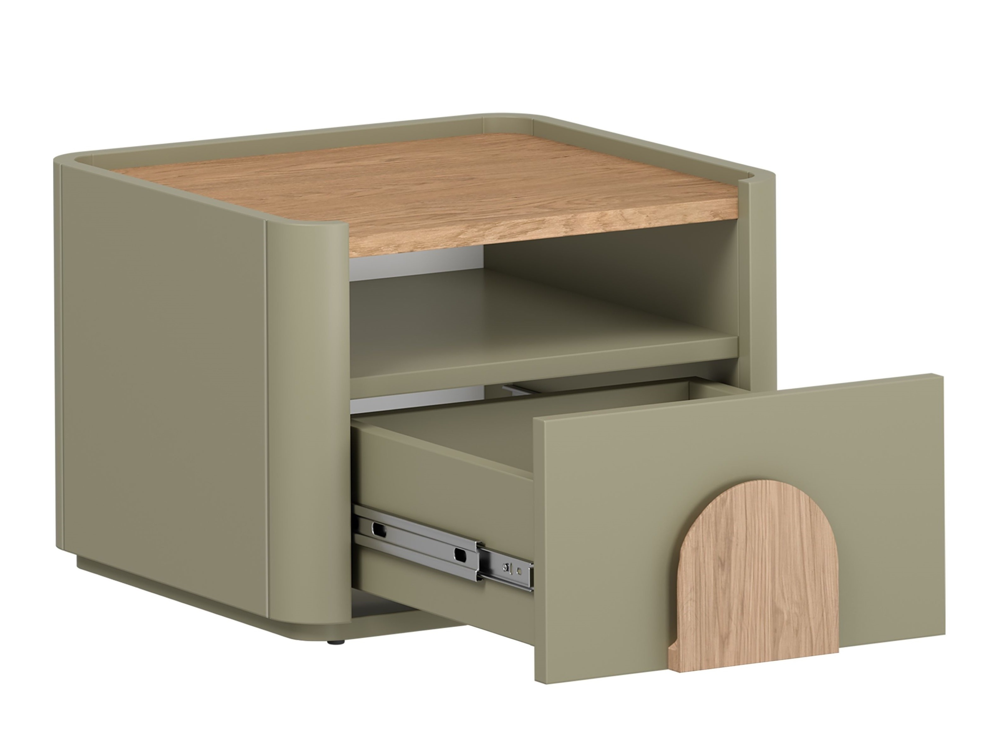 Прикроватная тумбочка Camavio 100 (Пыльно-зеленый + Дуб)