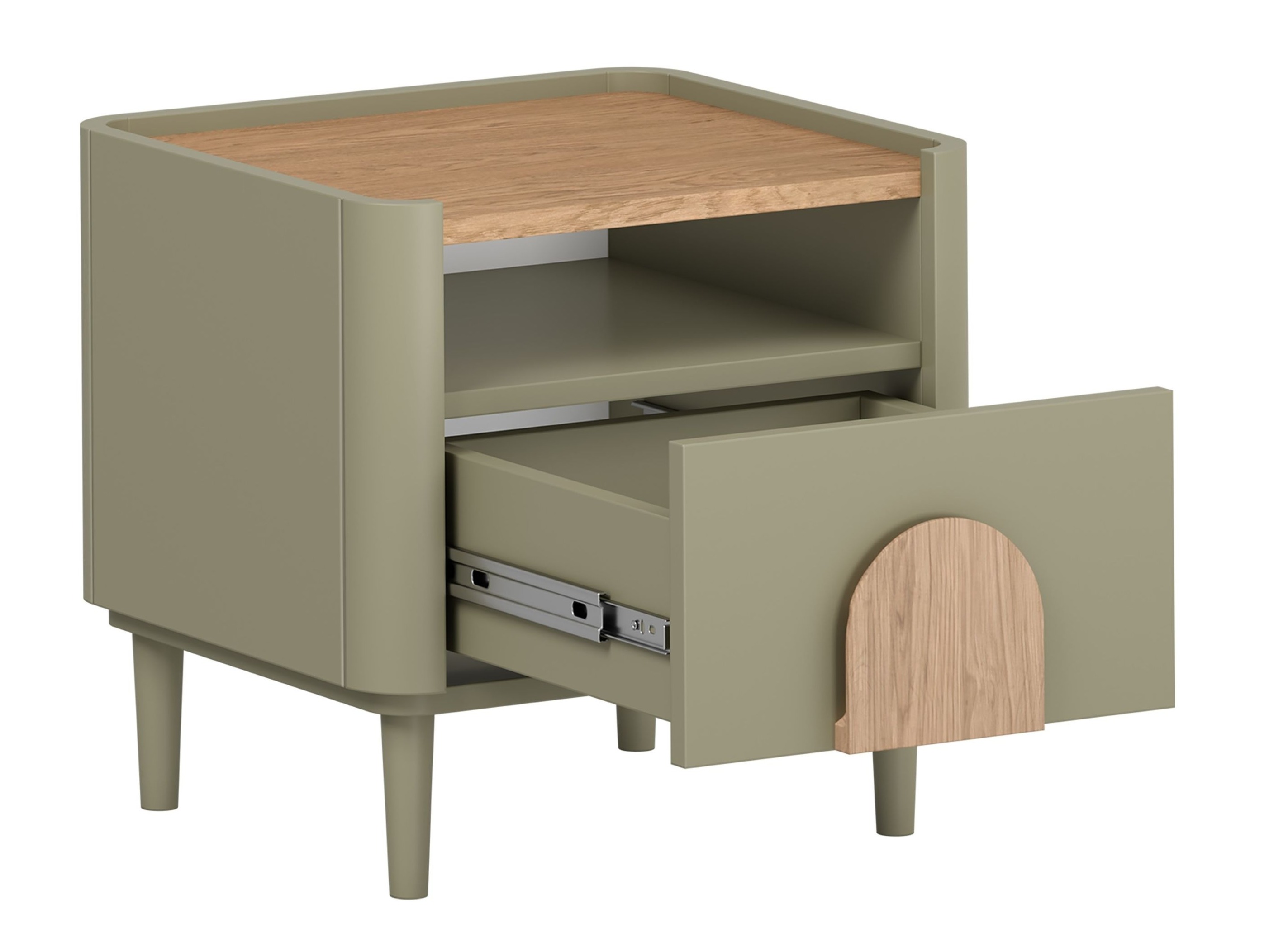 Прикроватная тумбочка Camavio 100 (Пыльно-зеленый + Дуб)