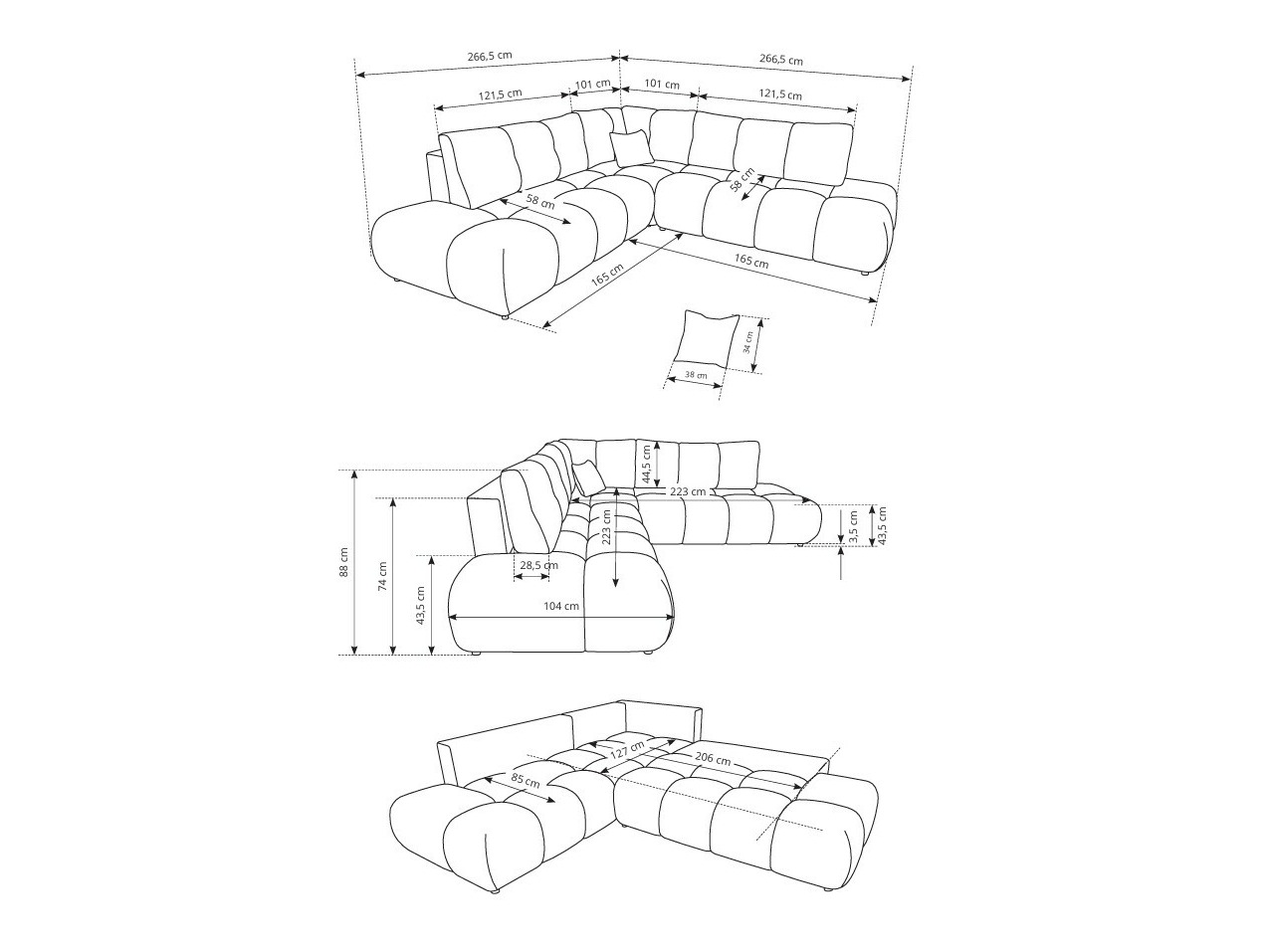 Stūra dīvāns Kingston 197 (Flow 01)