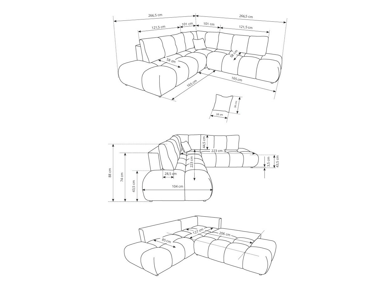 Stūra dīvāns Kingston 197 (Flow 16)