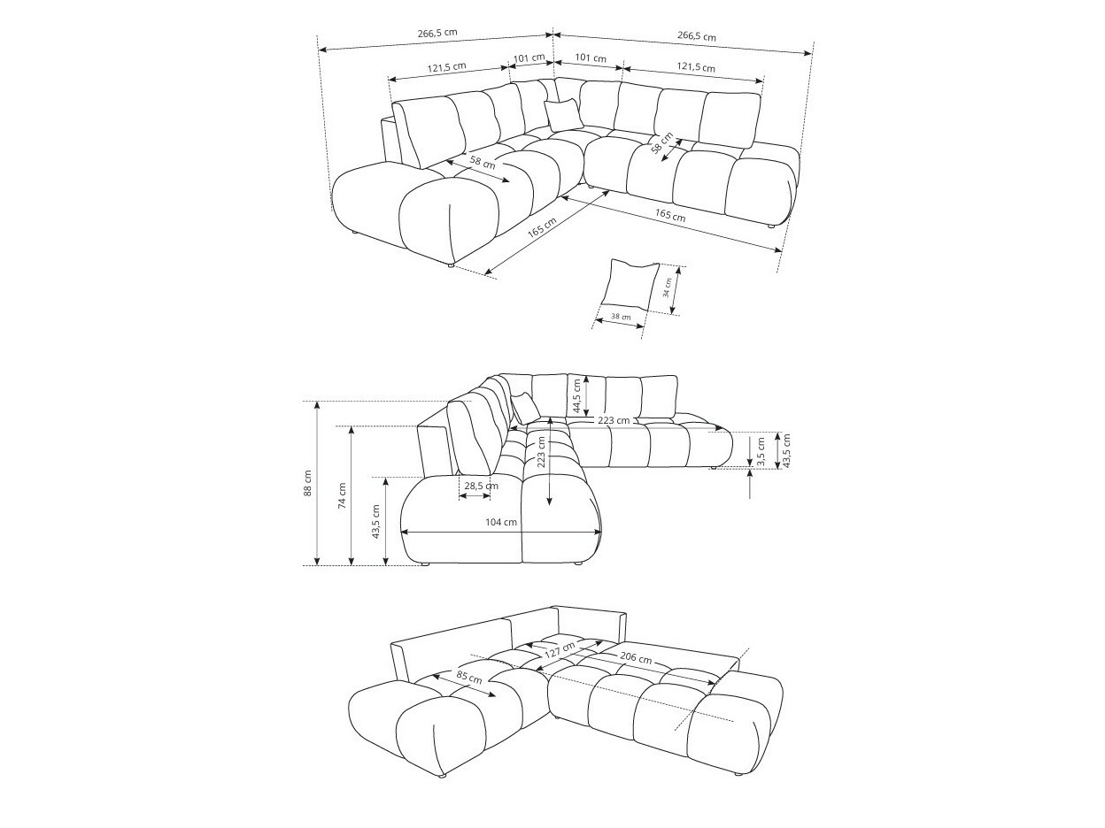 Stūra dīvāns Kingston 197 (Flow 22)