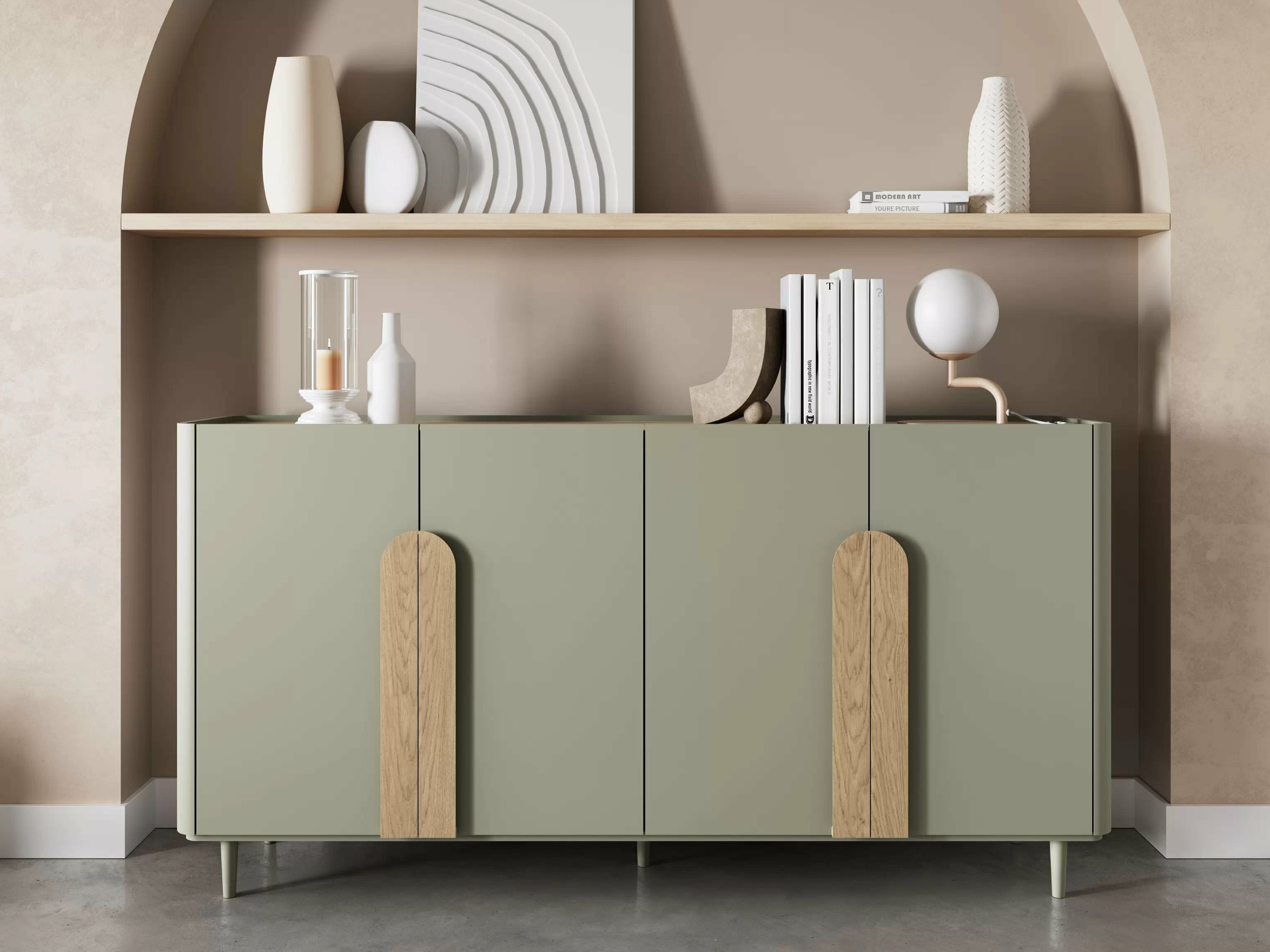 Шкафчик Camavio 102 (Пыльно-зеленый + Дуб)