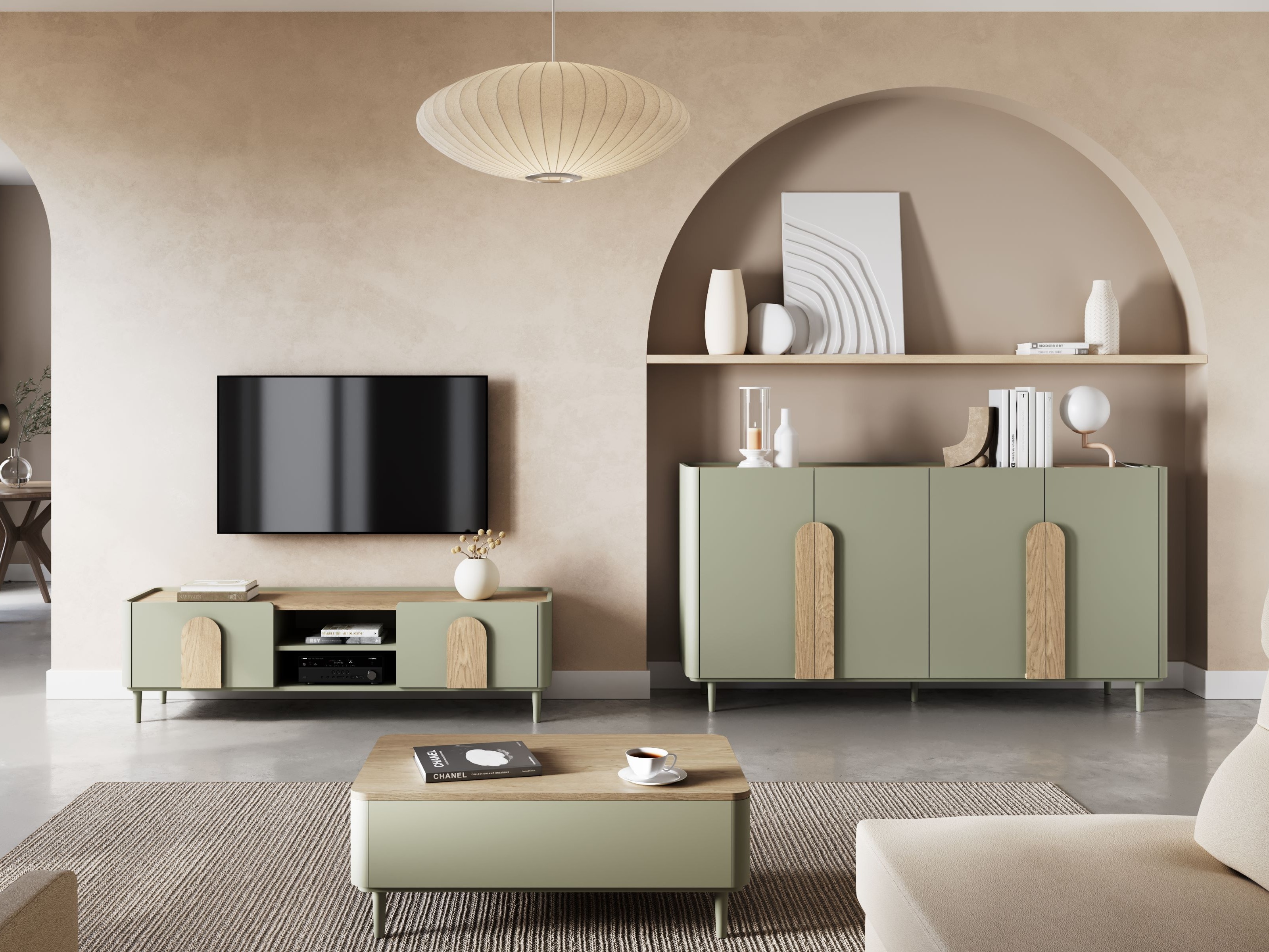 Шкафчик Camavio 102 (Пыльно-зеленый + Дуб)